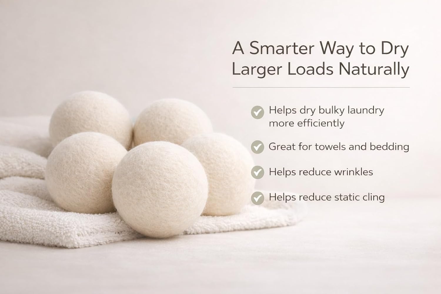 Detalle 2 de BABL LIFE XL Wool Dryer Balls, Pack of 6, 3-Inch New Zealand Wool