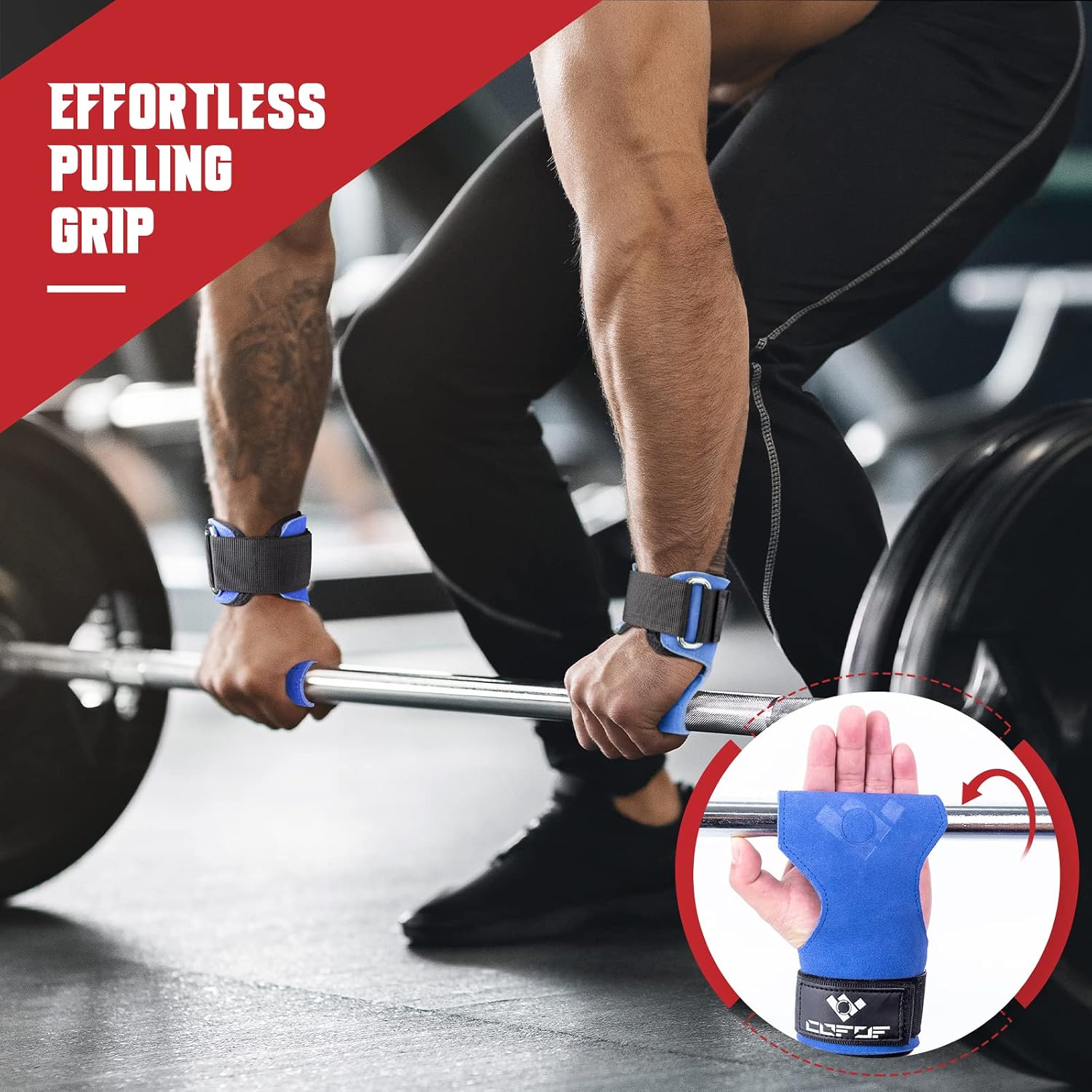 Detalle 1 de COFOF Double-Layer Leather Weightlifting Straps with Adjustable Neoprene Padding