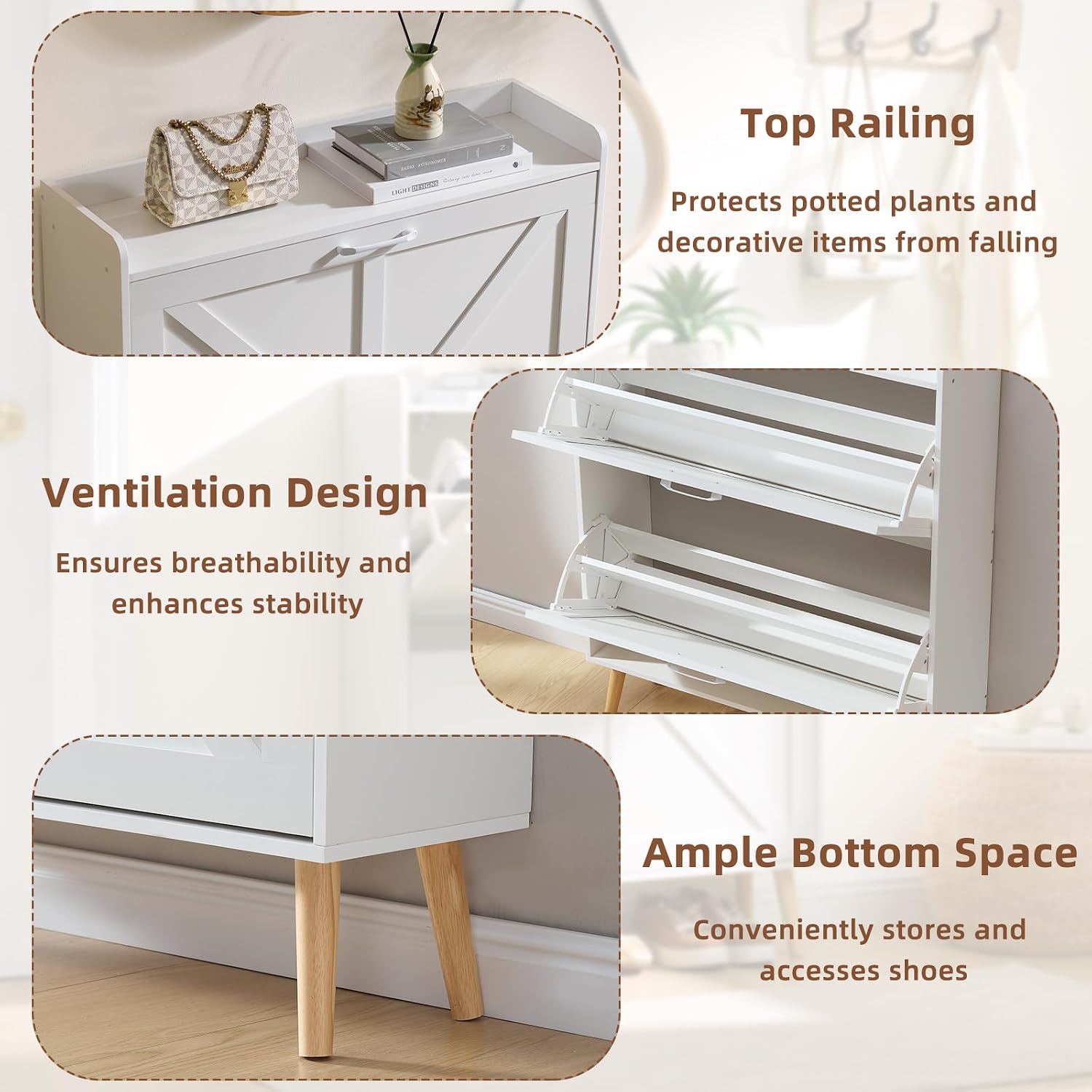 Detalle 1 de LEYAOYAO Shoe Cabinet with 2 Flip Drawers