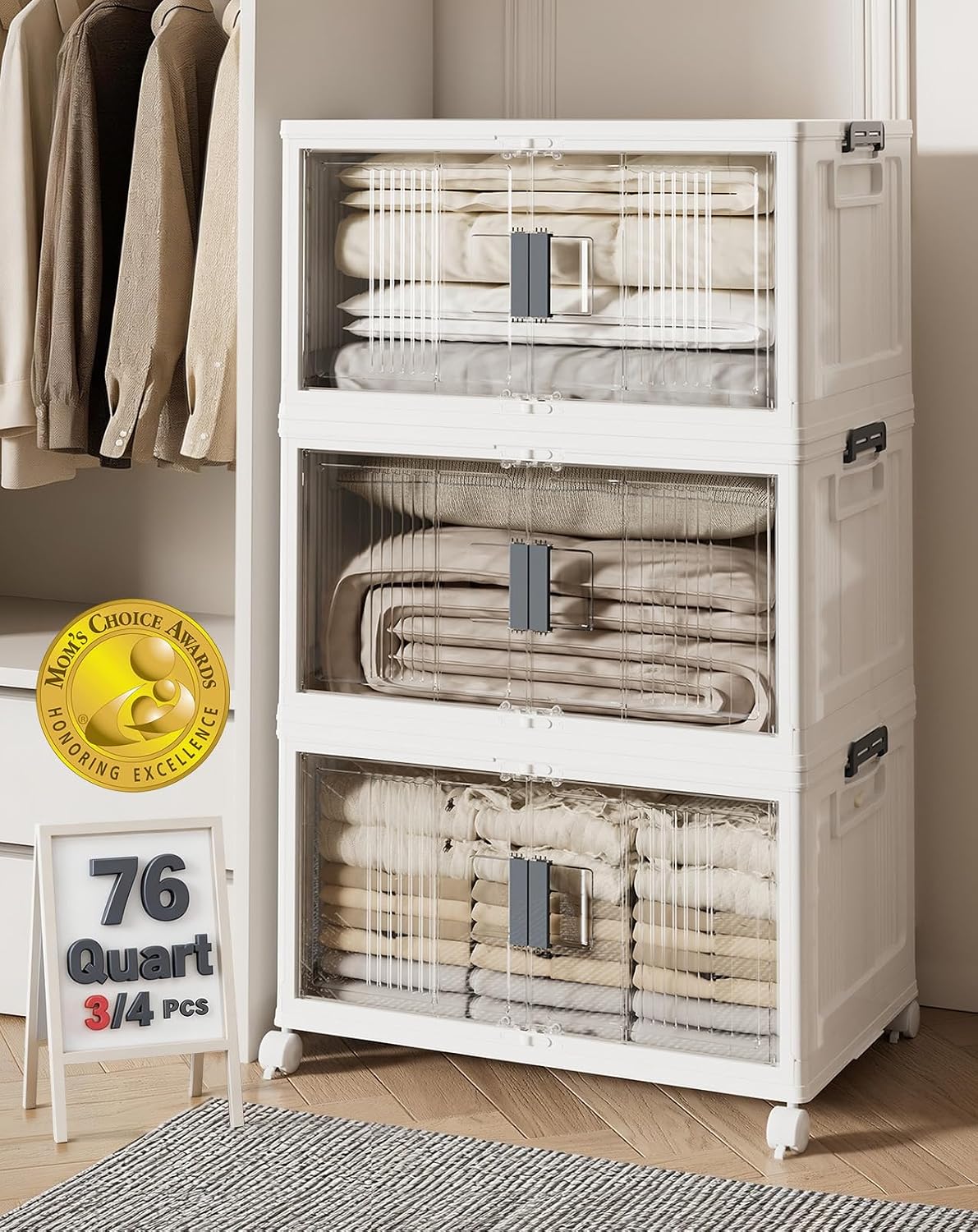 Detalle de OlarHike 76QT Lockable Storage Bin, 3-Pack