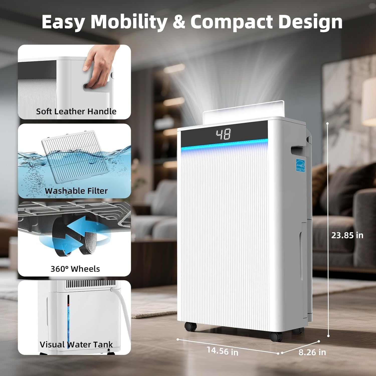 Detalle 1 de Niuteri FDD20-5270ZV1R5-E 80-Pint Dehumidifier, ENERGY STAR 2025, Drain Hose