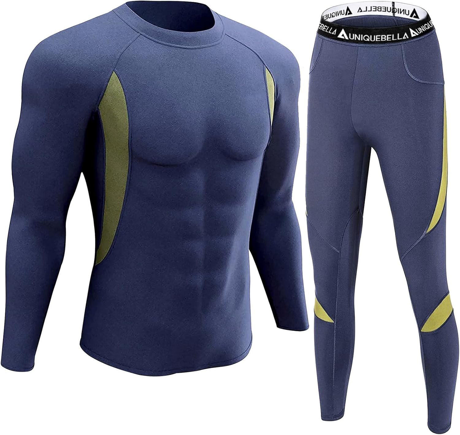 Detalle 2 de UNIQUEBELLA Mens Thermal Underwear Set fleece-lined base layer