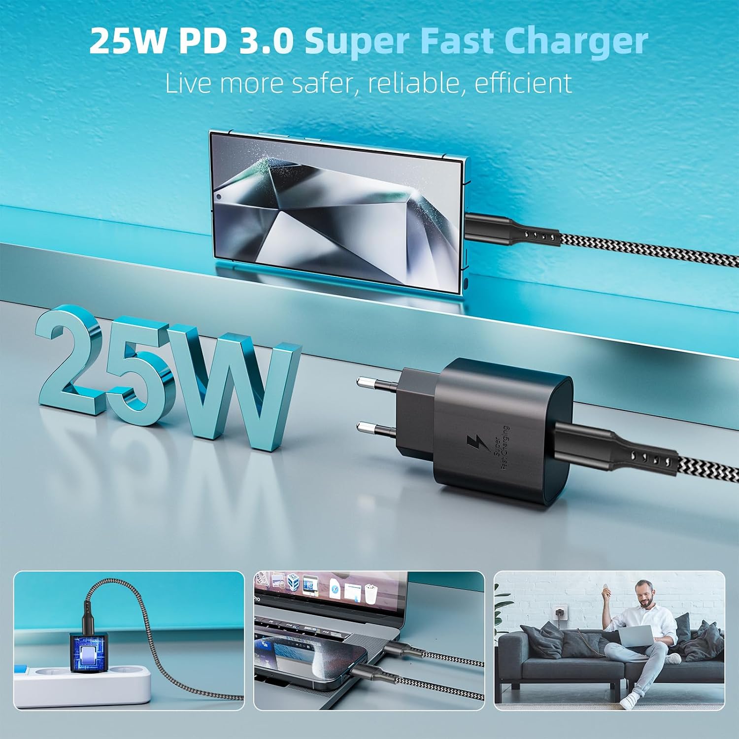 Thumbnail 5 de 2er-Pack 25W USB C Ladegerät für Samsung