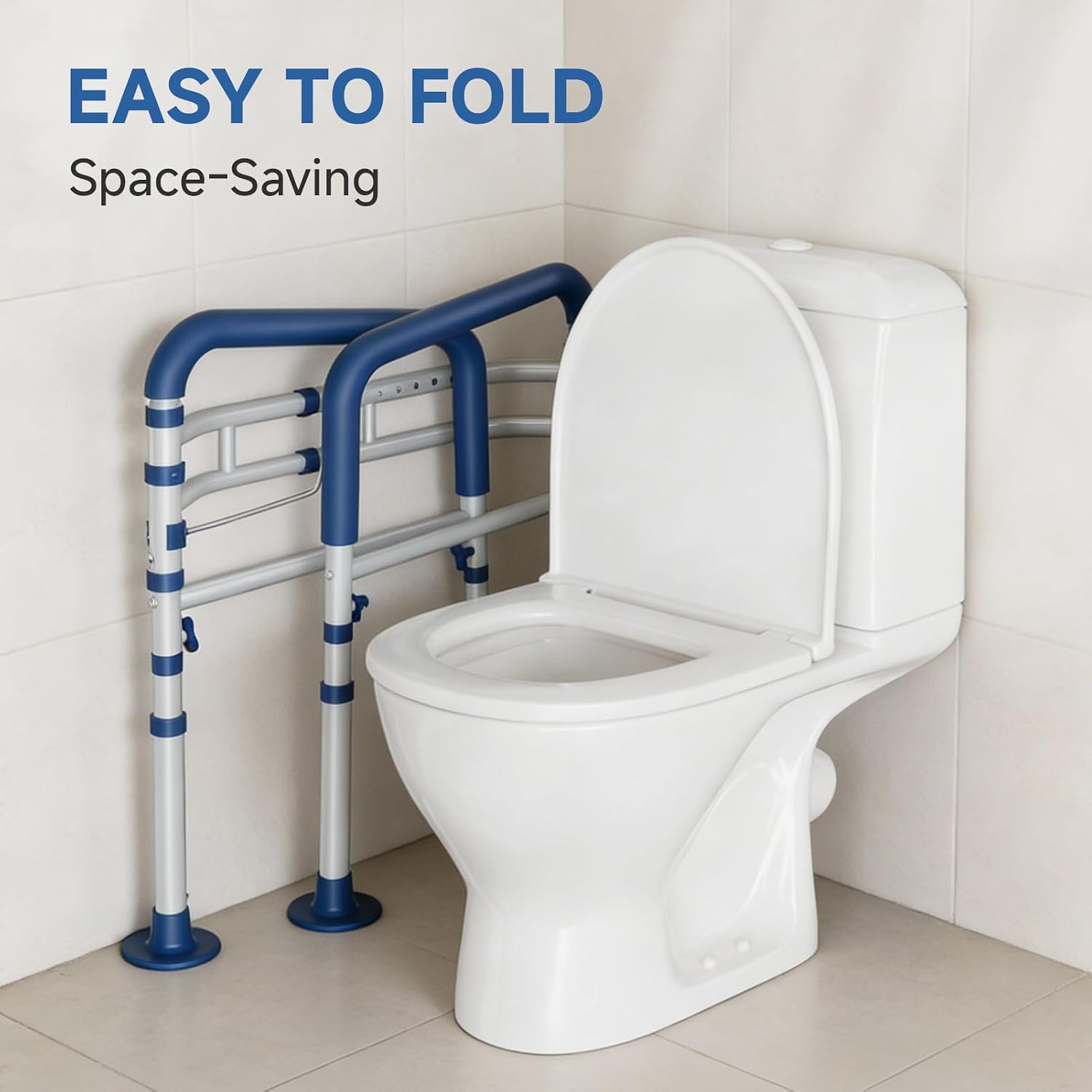 Detalle 2 de Loyoda CTR009 Steel Toilet Safety Rail, Adjustable and Foldable, Blue