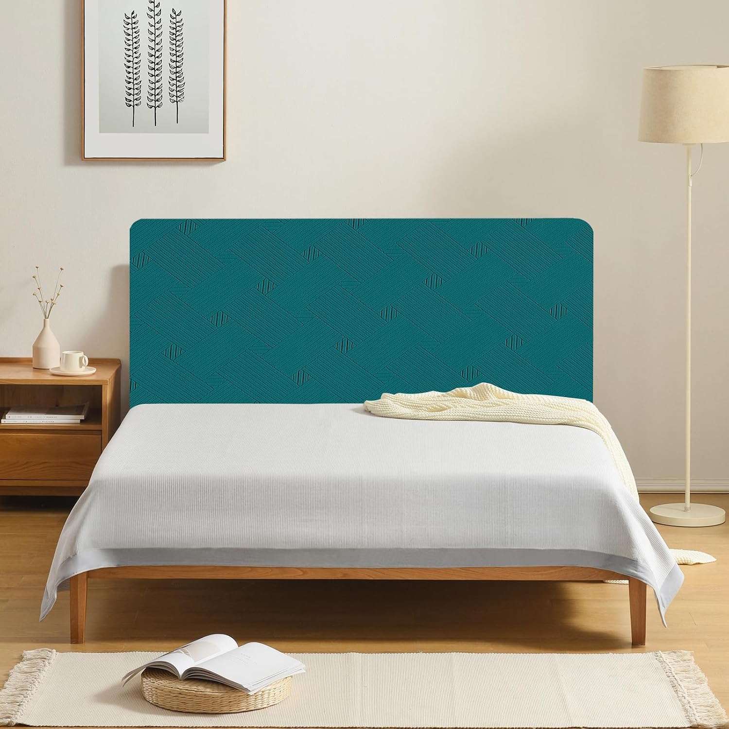 Detalle 2 de Ystyle copri testiera letto matrimoniale/singolo elasticizzato 150 cm blu pavone