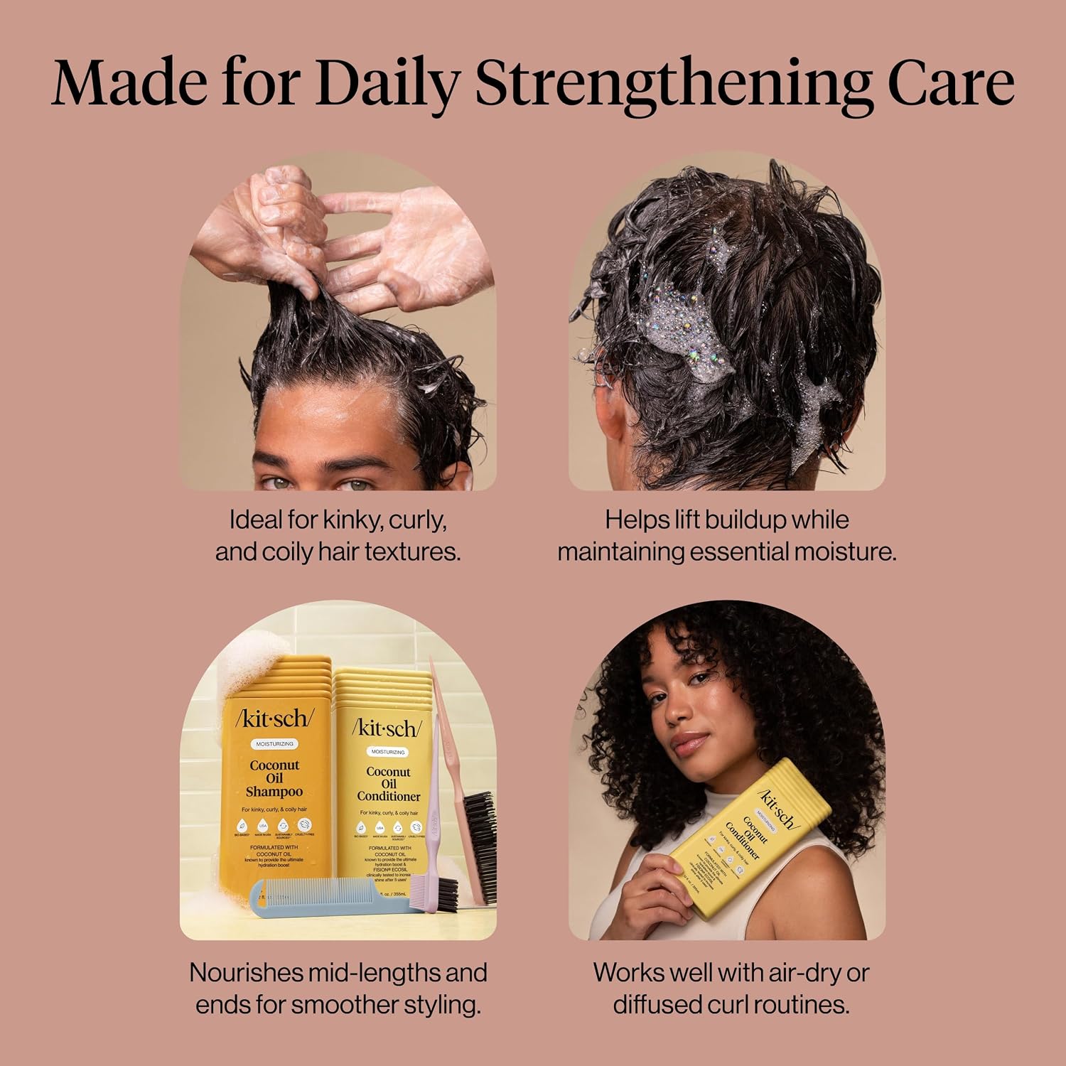 Thumbnail 5 de Kitsch Coconut Oil Shampoo and Conditioner Set – Moisturizing Hair Care for Dry, Curly, and Coily Hair