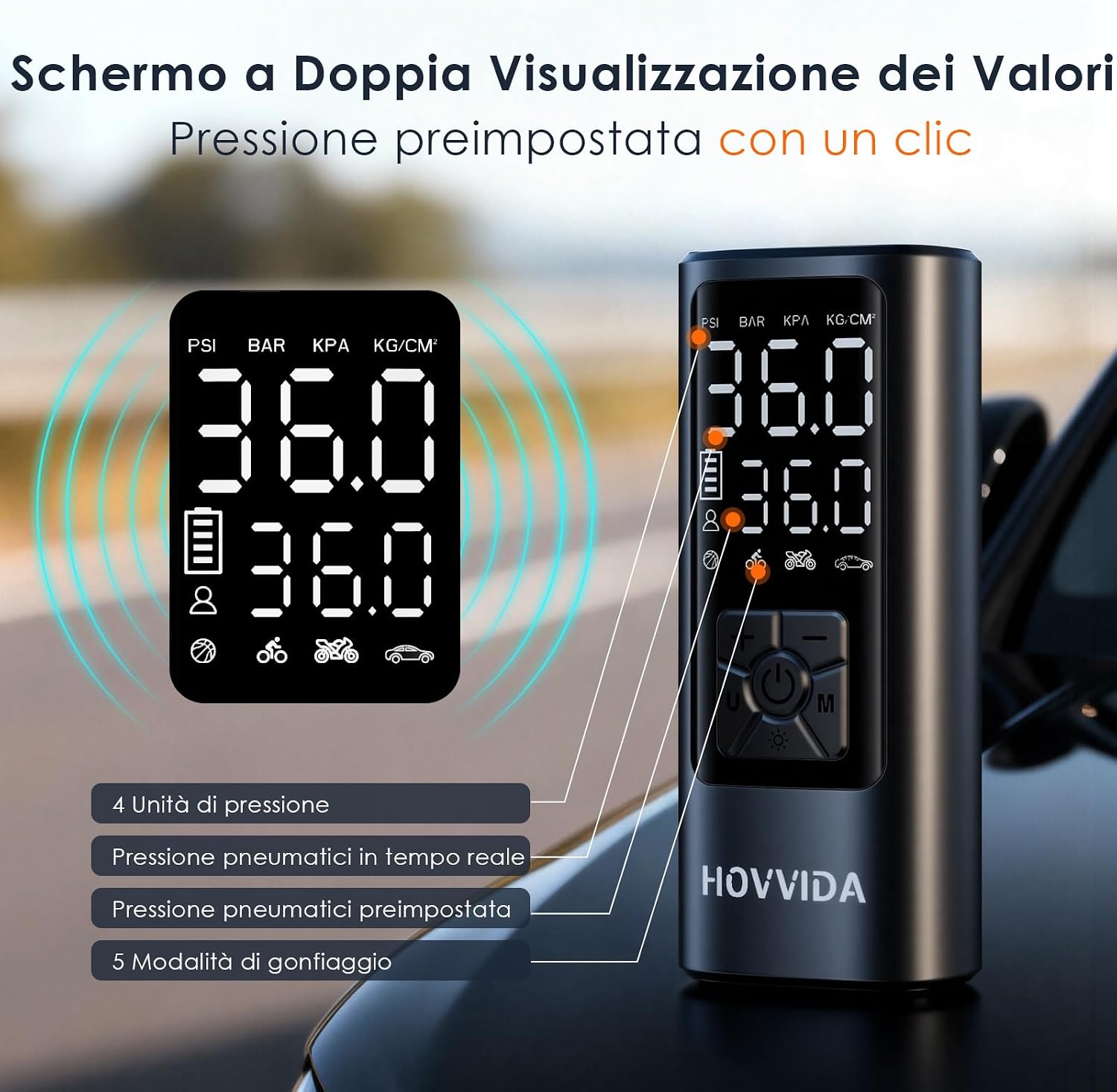 Thumbnail 6 de HOVVIDA Compressore Aria Portatile 150 PSI