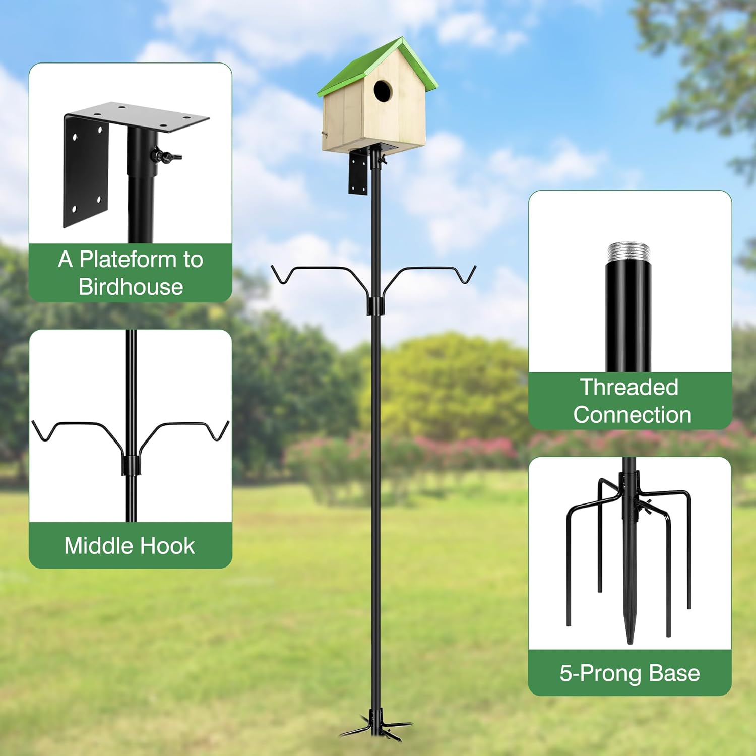 Detalle de YINGYM 95 Inch Bird House Pole 🐦