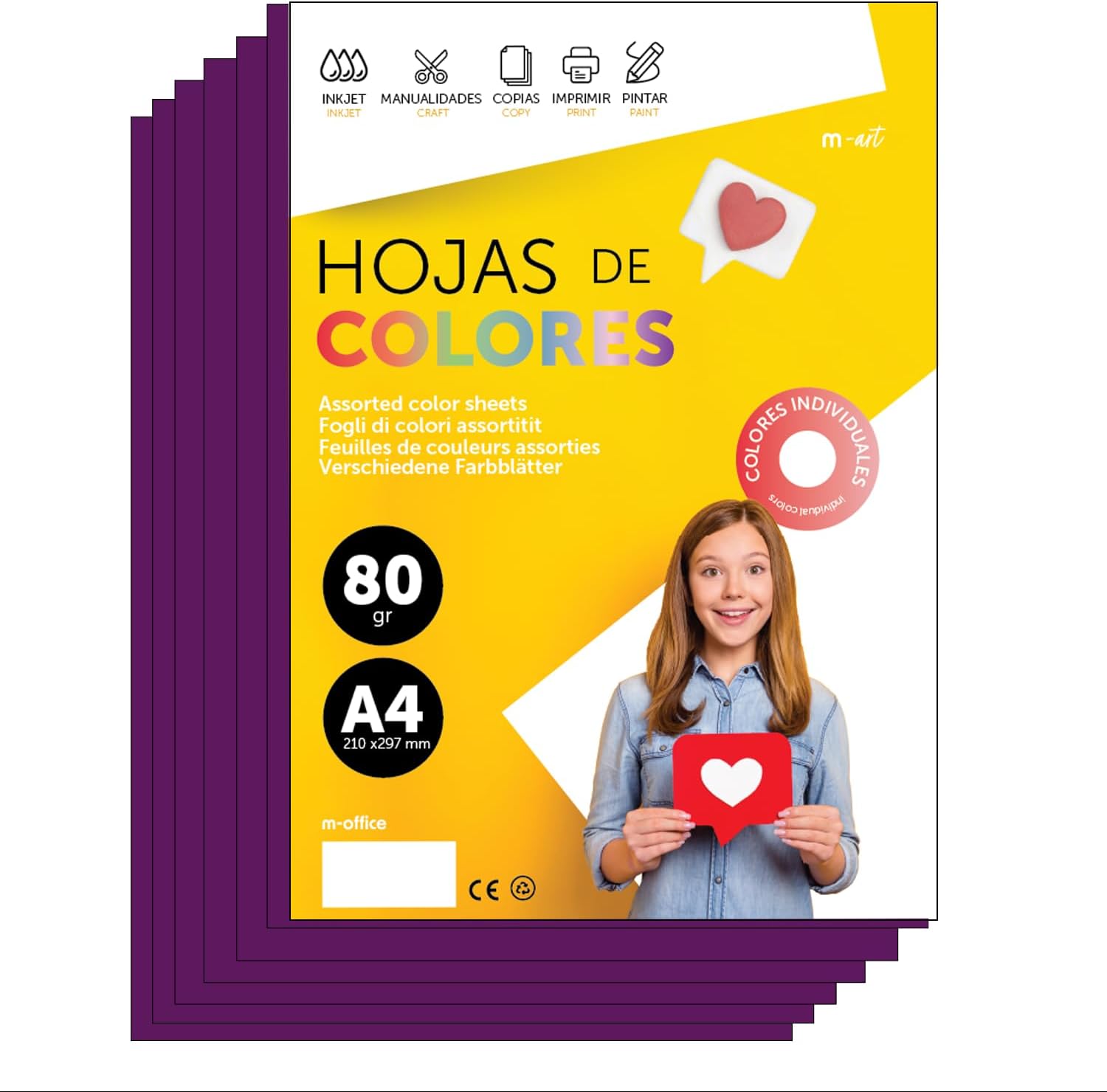 Thumbnail 6 de Buntes Papier A3 80g Rot 100 Blatt