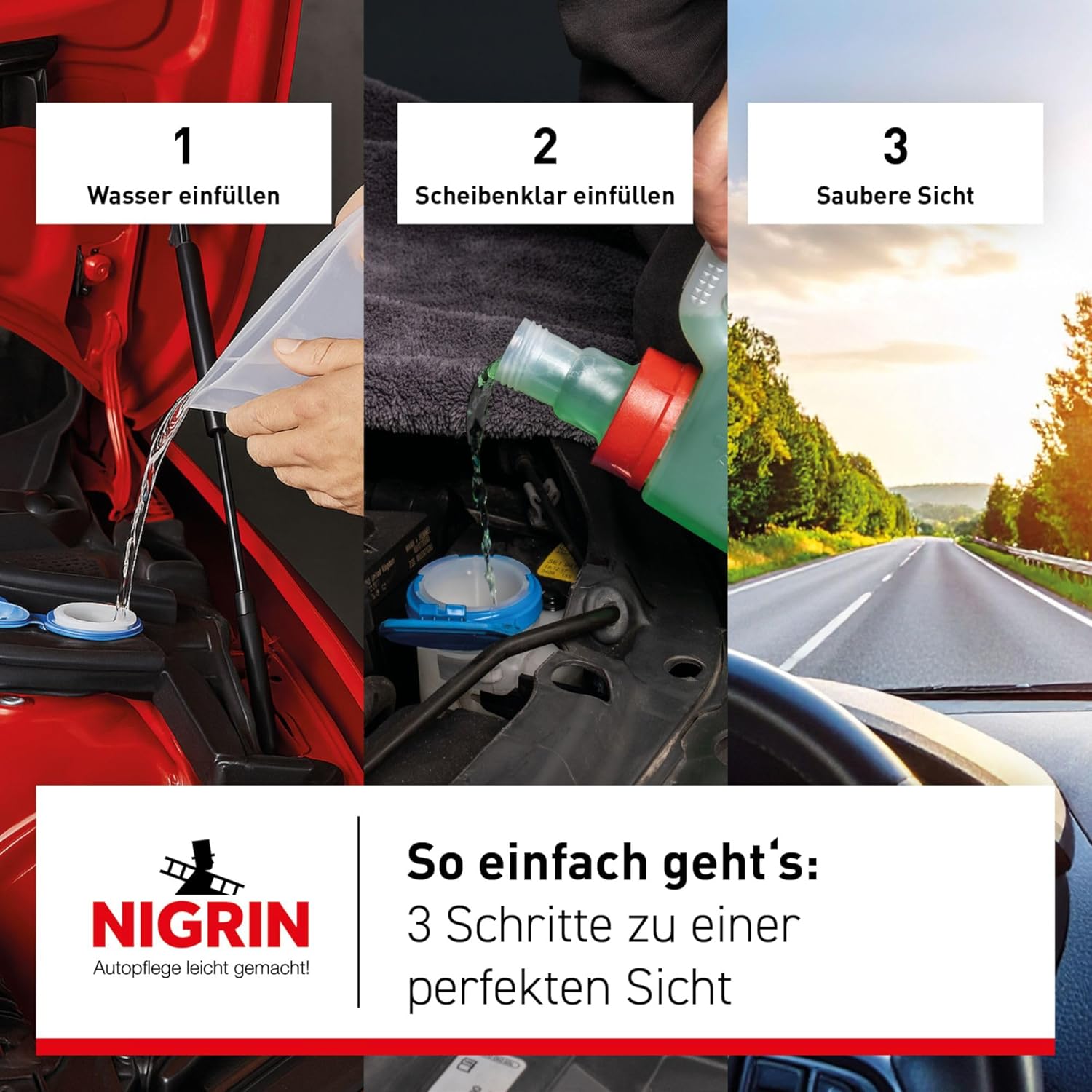 Thumbnail 4 de NIGRIN Scheibenklar Konzentrat 1:4 Apfel | 3 Liter – klare Sicht für Auto-Scheiben und Scheinwerfer