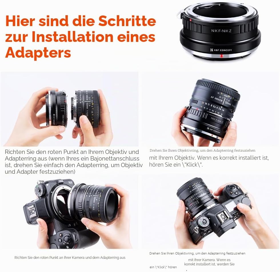 Thumbnail 6 de K&F CONCEPT NIK-NIK Z Bajonettadapter für Nikon F auf Nikon Z Kameras (Z 7, Z 6) – manuelle Steuerung