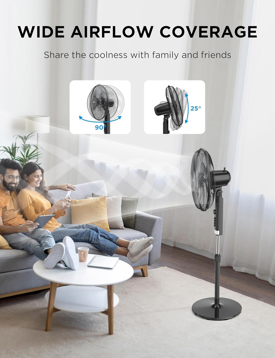 Thumbnail 1 de Midea MPF23MTBUK 50W Pedestal Fan with 7 Blades, 90° Oscillation and 2H Timer