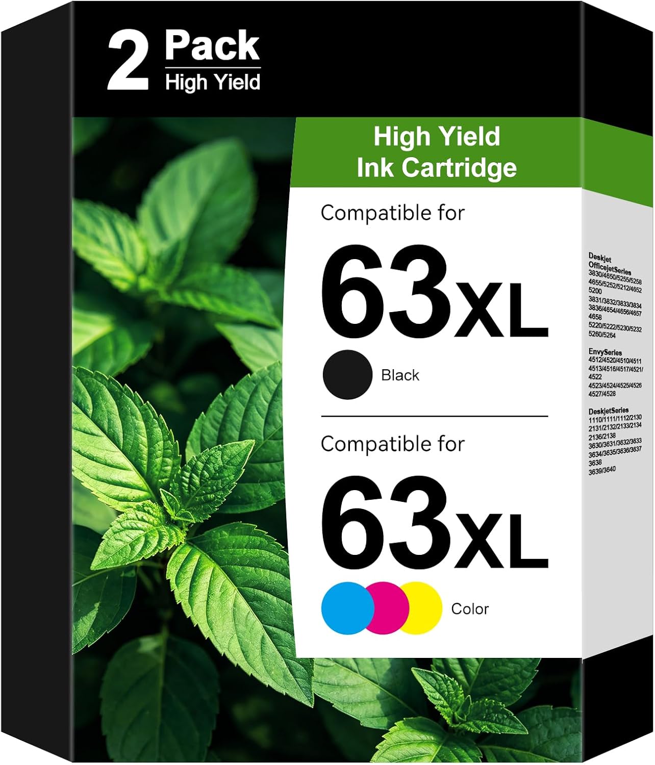 Detalle de QIOCKTO 63XL Ink Cartridge 2-Pack, Black and Color for Compatible HP Printers