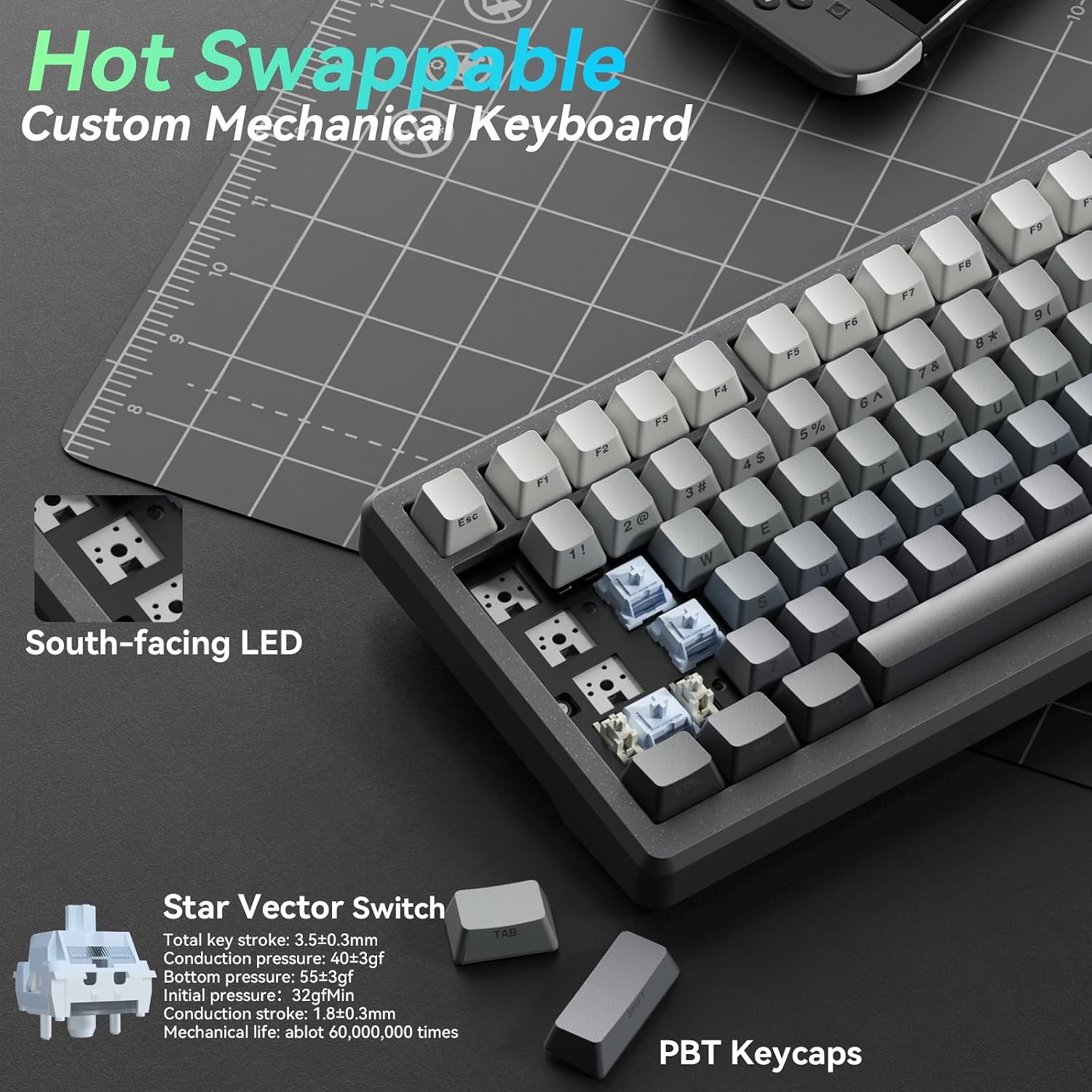 Thumbnail 5 de CORBOBO KI75 75% Mechanical Keyboard, Aluminum, Tri-Mode, Hot-Swappable