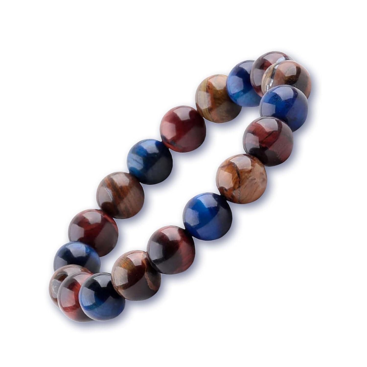 Detalle de Tigerauge Armband aus echtem Naturstein mit 10-mm-Perlen – verstellbar, elastisch, unisex