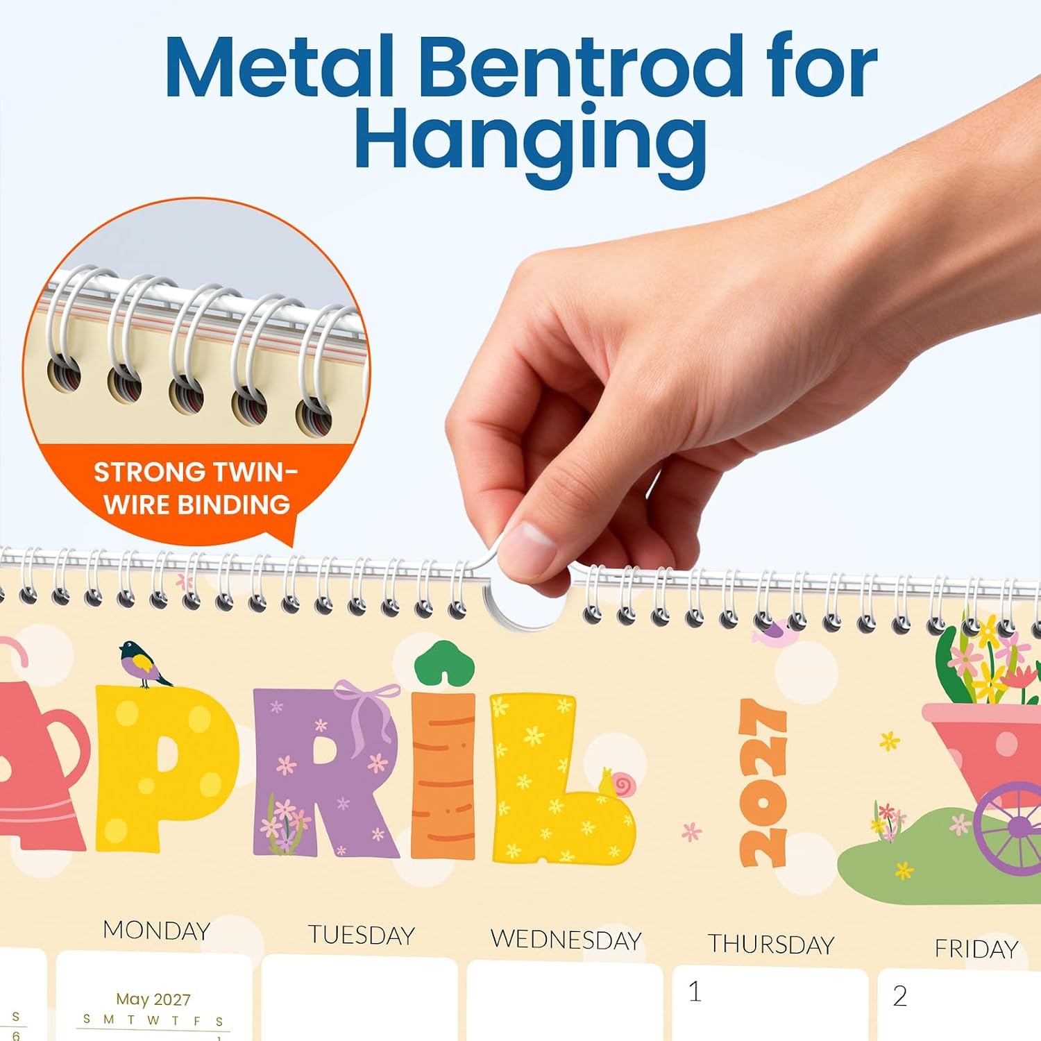 Detalle 2 de SUNEE 2027 Wall Calendar, 18 Months, 12" x 17" with Stickers and Notes
