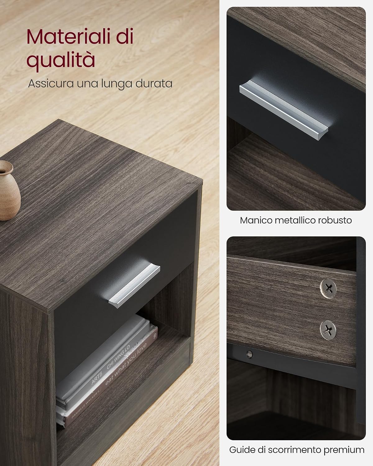 Detalle 2 de VASAGLE LET619K74 Comodino moderno 75 kg