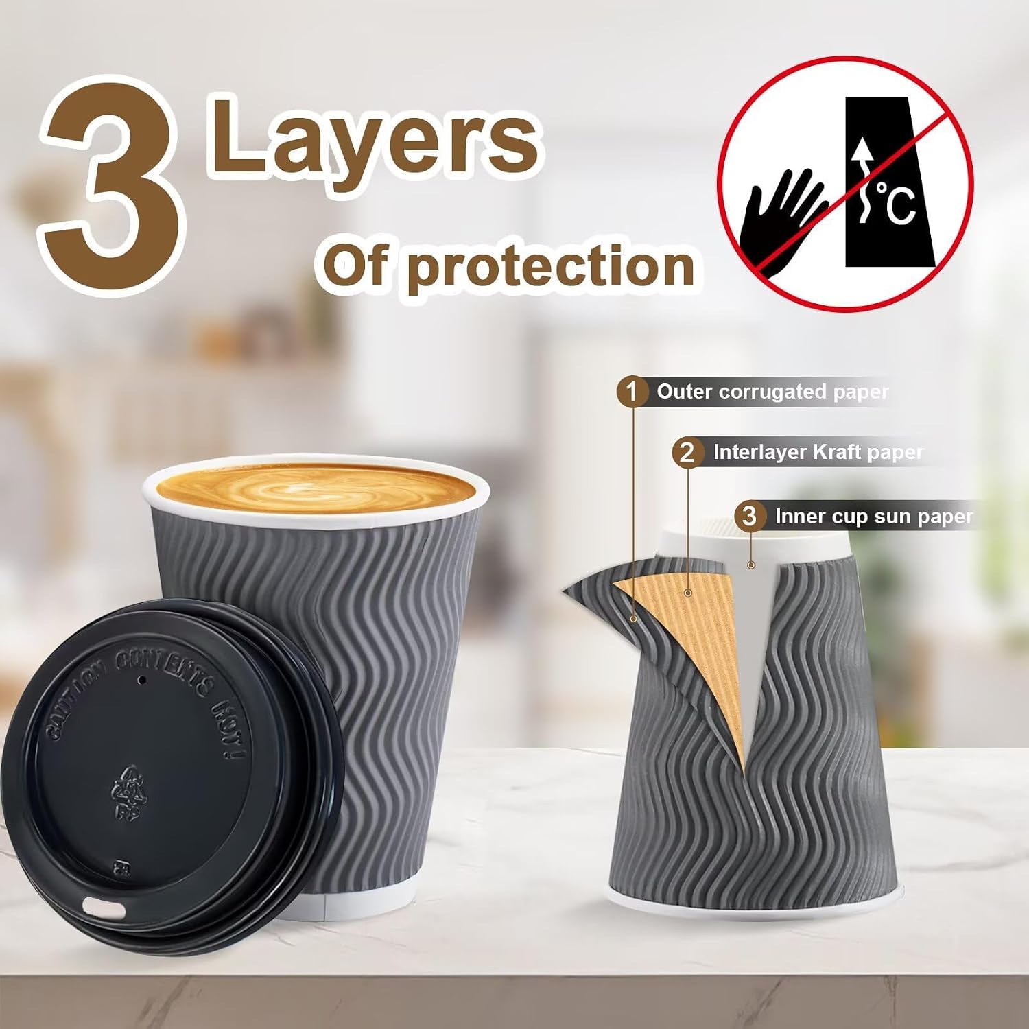 Thumbnail 3 de Clawsoff 12 oz Coffee Cups, 100 Pack