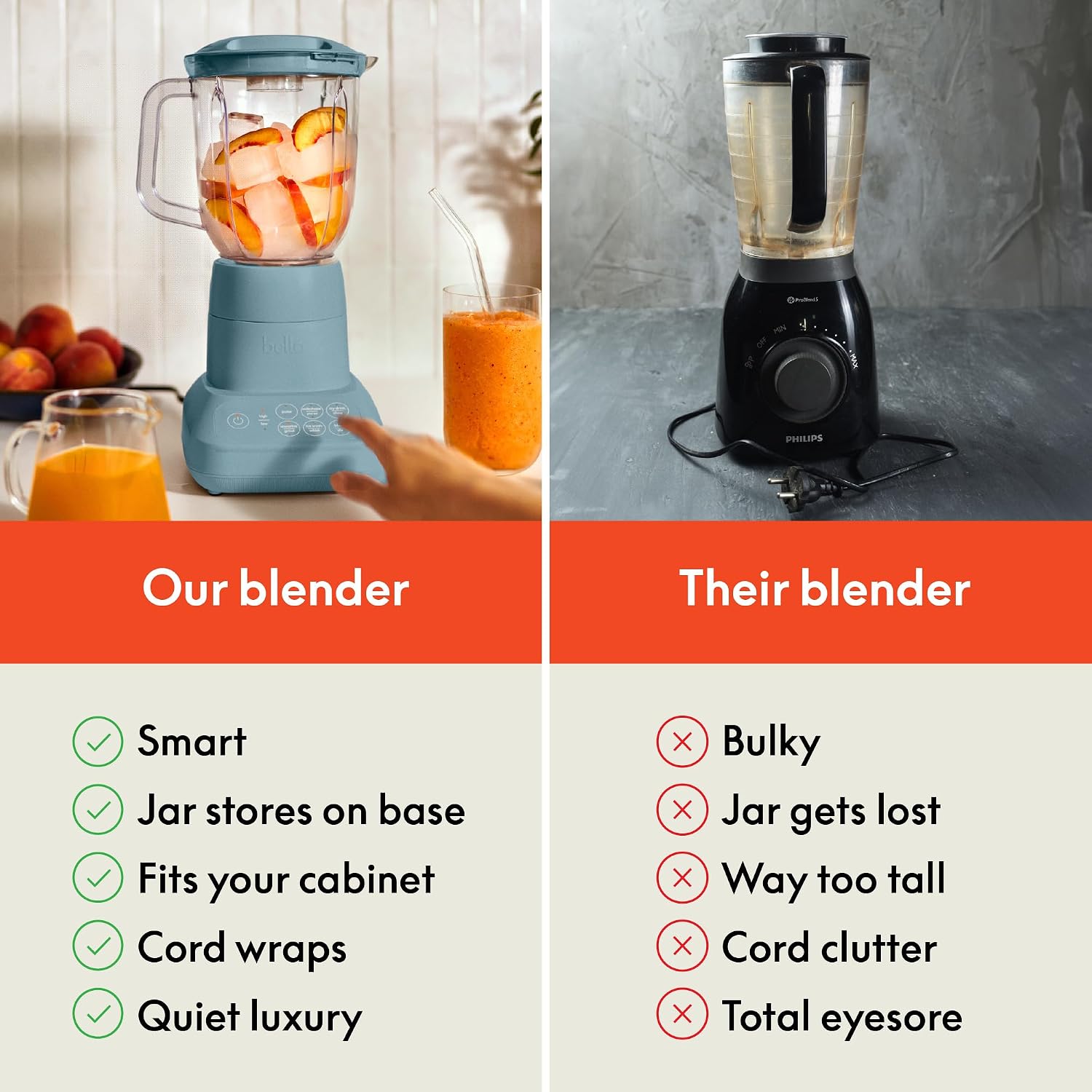 Thumbnail 6 de bella 10-Speed Flip & Store Countertop Blender, Juicer & Smoothie Maker (450 Watt, 48oz) – Surf