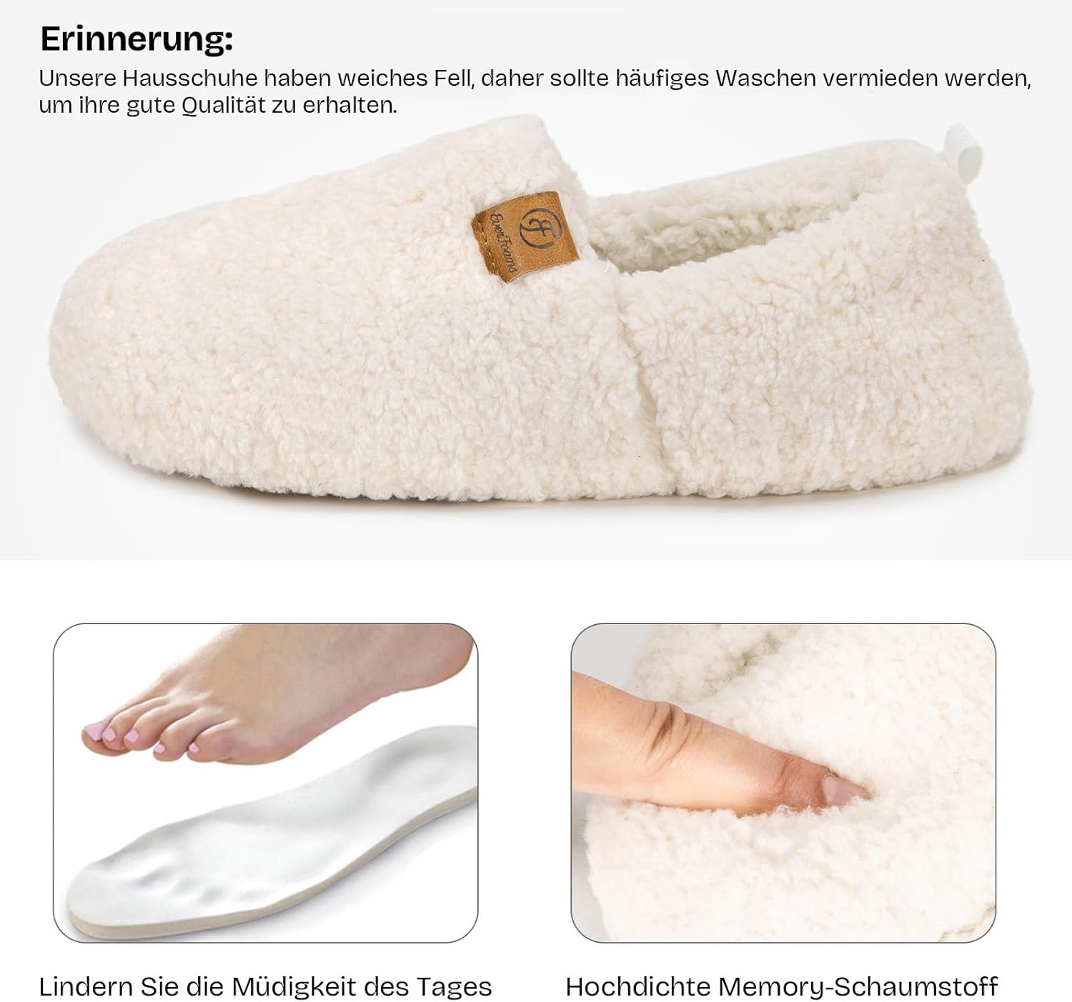 Thumbnail 3 de EverFoams Damen Winter-Warm Hausschuhe mit Memory-Foam und Kunstwoll-Futter