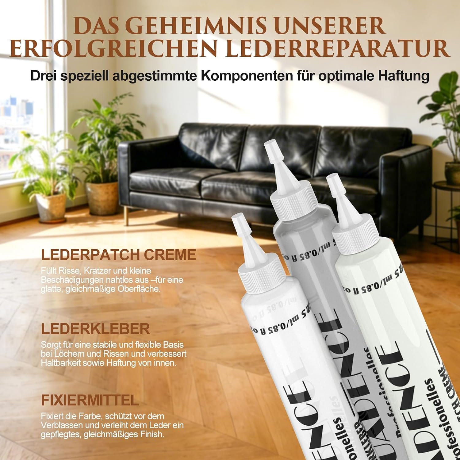 Detalle 2 de Quadence Leder Reparaturset Schwarz, 5-teilig