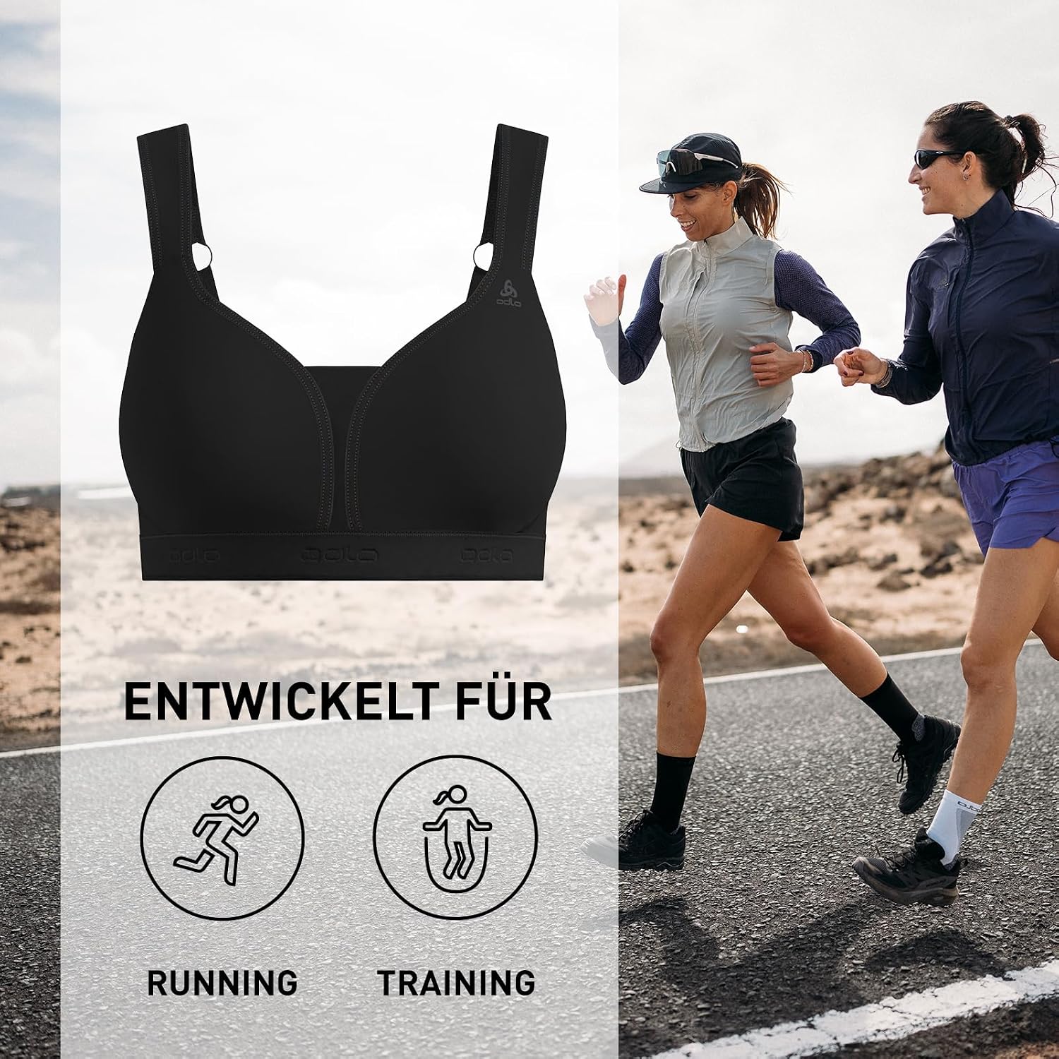 Detalle de Odlo Sport BH Padded High I: Gepolsterter High-Support-BH für Damen mit nachhaltiger Qualität
