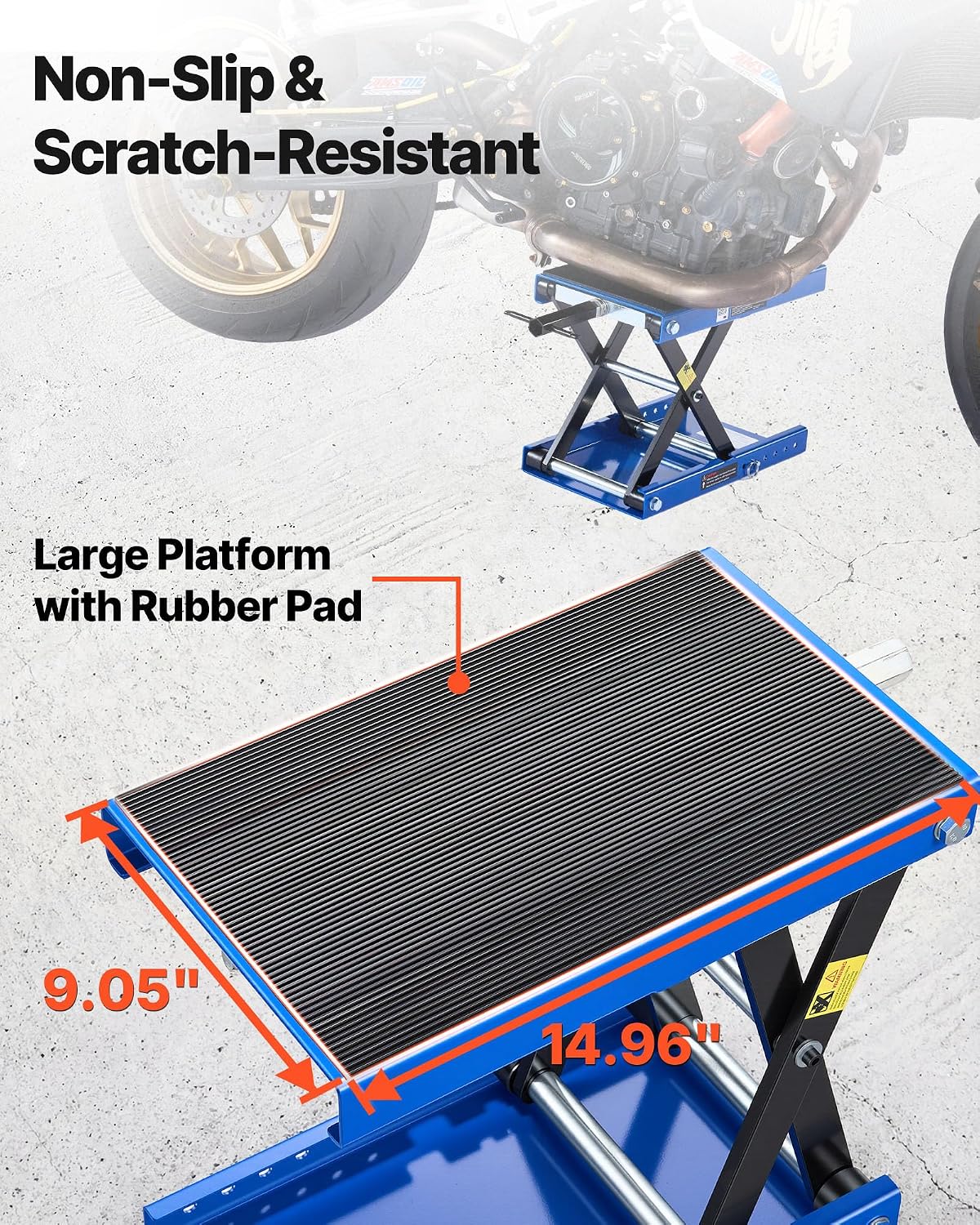 Thumbnail 5 de VEVOR Motorcycle Lift: 1100 lbs Scissor Lift with Wide Deck, Lock Pin, and Foldable Design