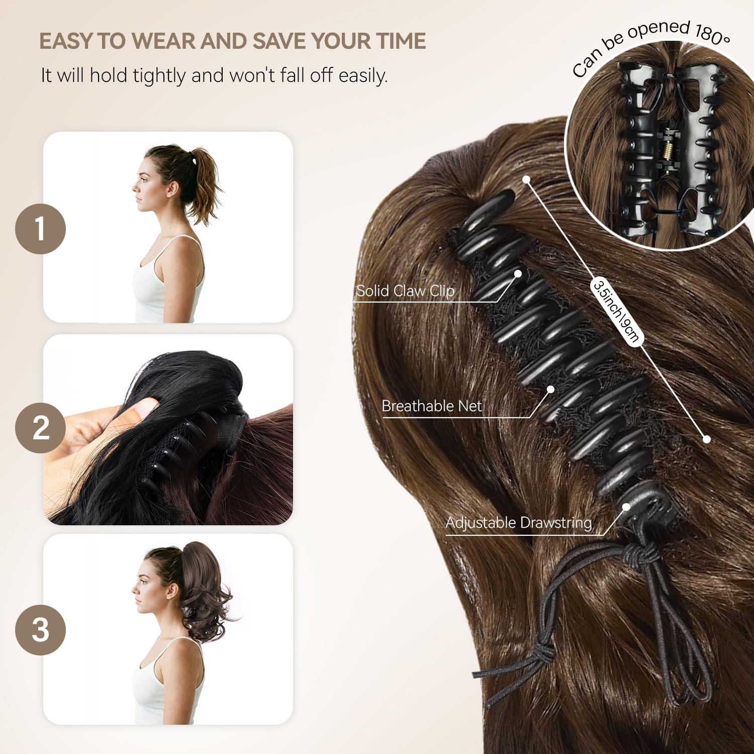 Detalle 2 de ZQIAN BEAUTY 14-Inch Blonde Ponytail Extension, Layered Wavy Synthetic Hair