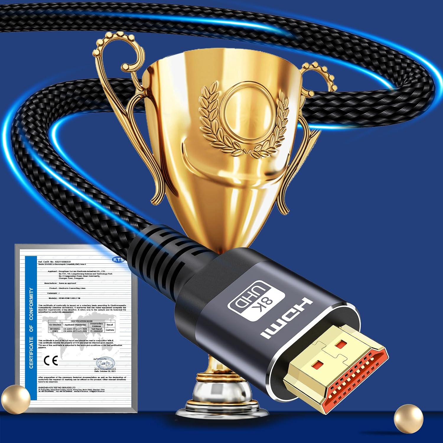 Thumbnail 5 de ATETEO 8K HDMI Cable 2.1 – Real 8K@60Hz, 48Gbps, with 2–7.5m options