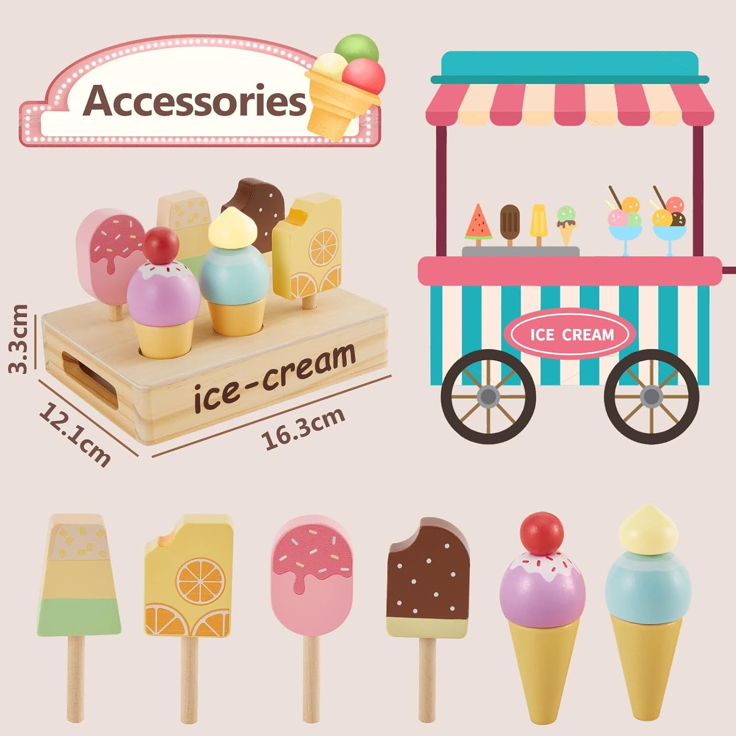 Thumbnail 4 de HERSITY Puesto de Helados Madera 16,3 cm
