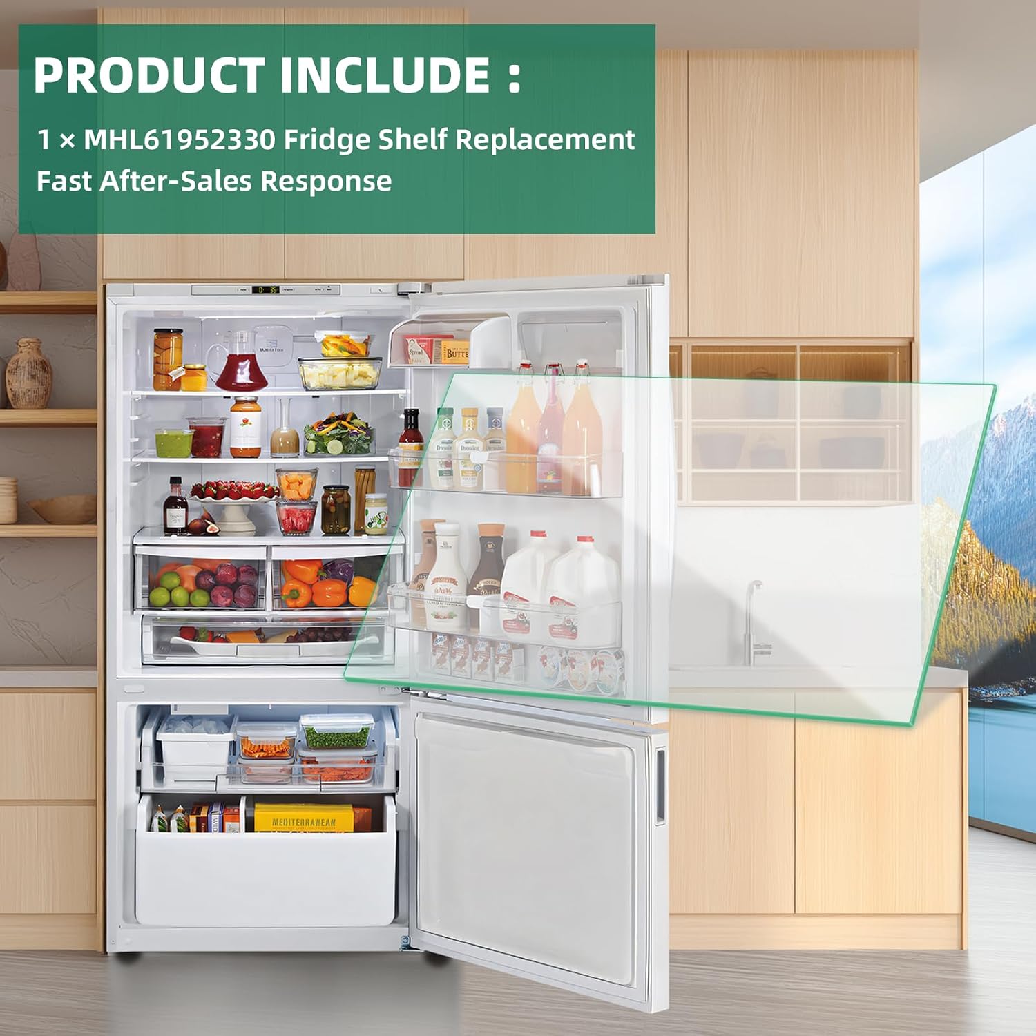 Thumbnail 6 de POOLKEY MHL61952330 Refrigerator Glass Shelf, Tempered Crisper Cover