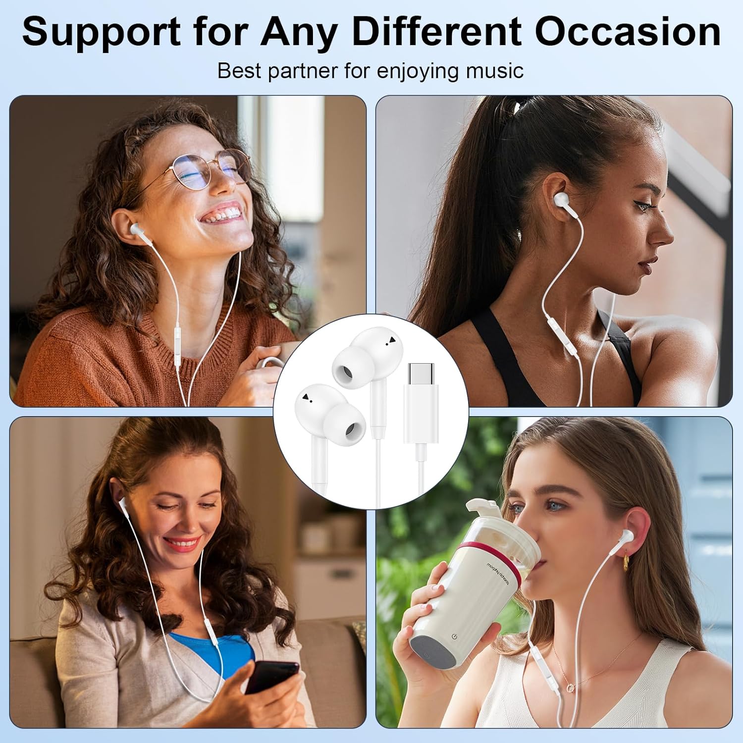 Thumbnail 4 de Kopfhörer mit USB-C Kabel für Samsung, iPhone, Google Pixel und mehr – In Ear, mit Mikrofon