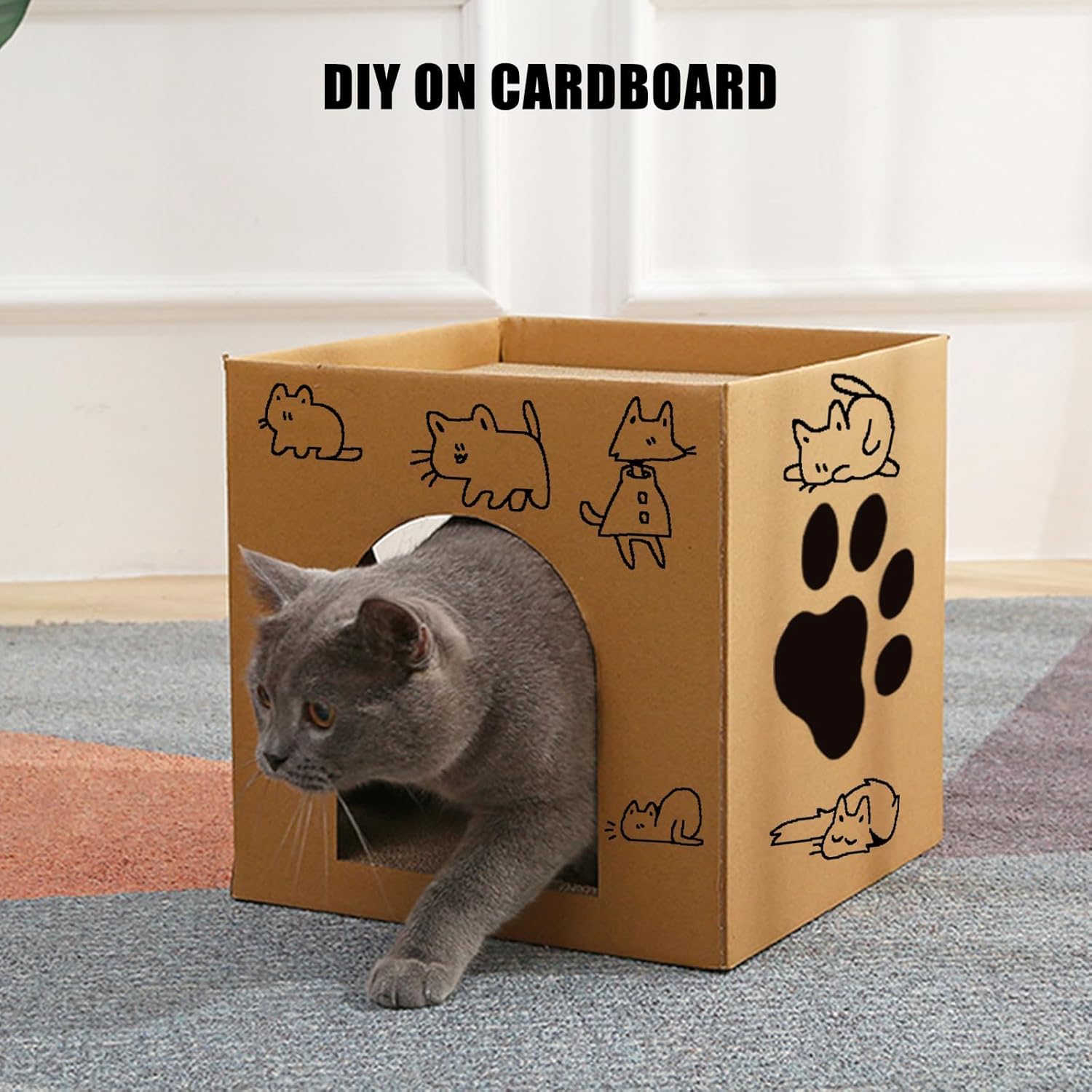 Thumbnail 3 de Cat Cardboard Scratcher: House with Scratch Pads for Indoor Cats and Small Pets