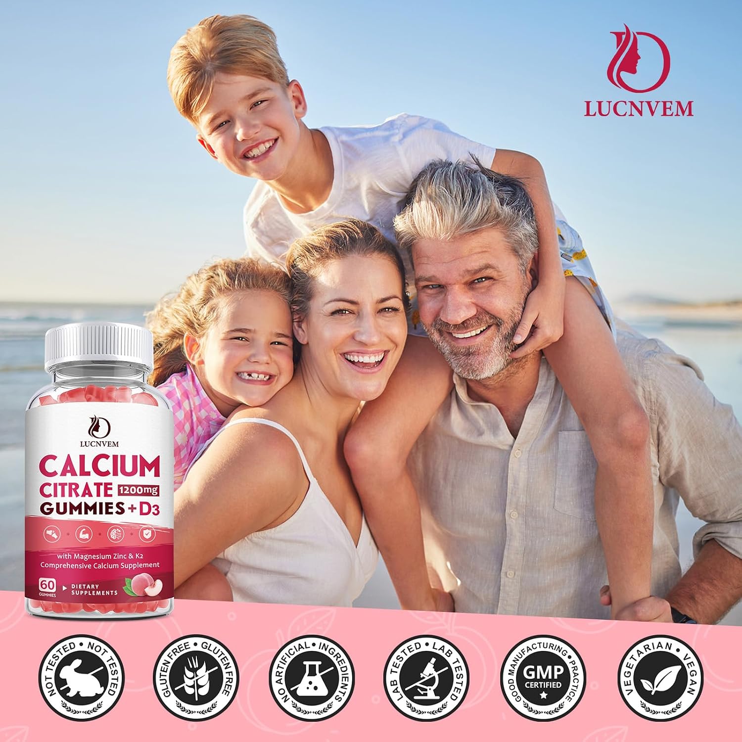Thumbnail 6 de LUCNVEM Calcium Citrate Gummies, Peach Flavor with Vitamins D3 and K2