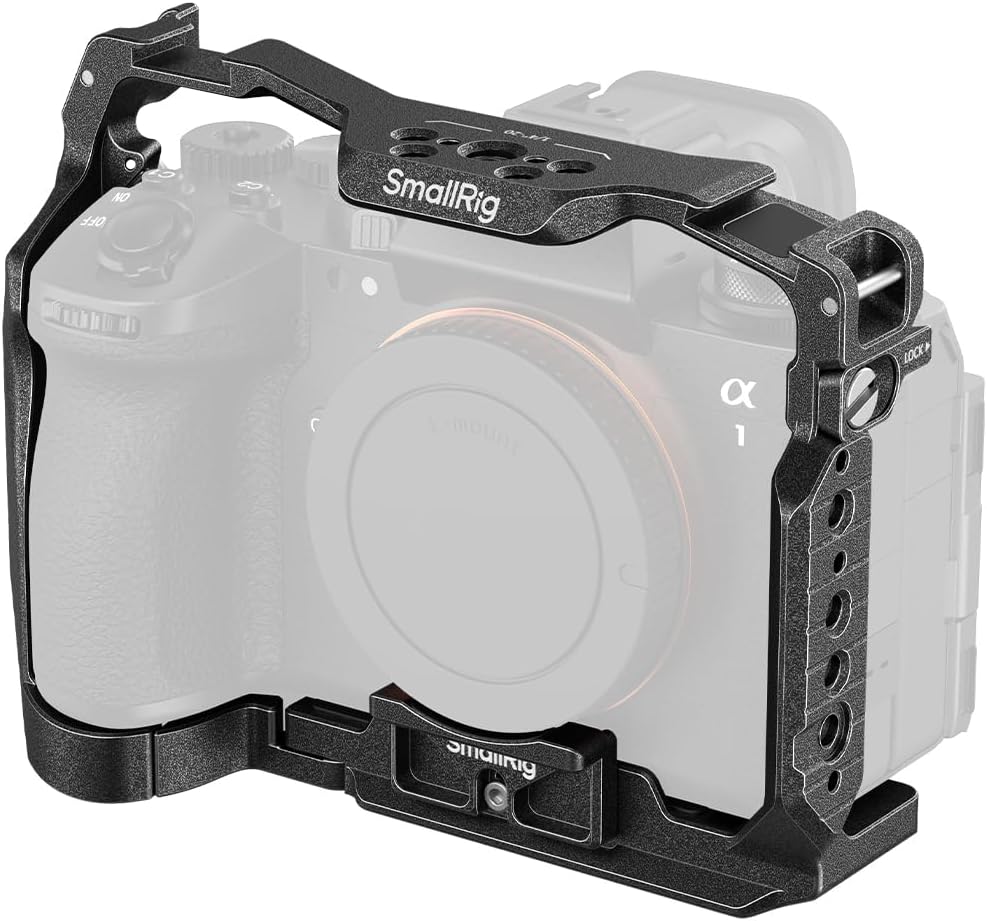 Detalle de SMALLRIG Normal Cage für Sony Alpha 1 II / Alpha 9 III mit Telekonverterhalterung und Arca-Schnellwechselplatte