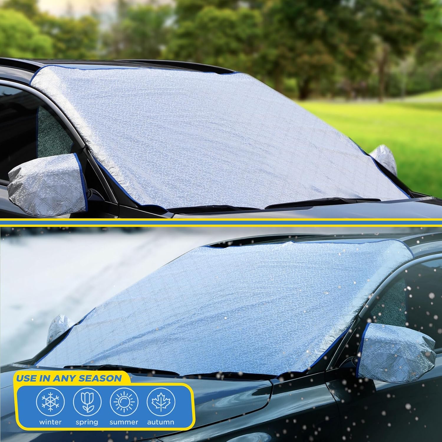 Detalle 2 de Goodyear Quilted Windscreen Cover with Mirror Covers (Heavy Duty, Universal Fit)