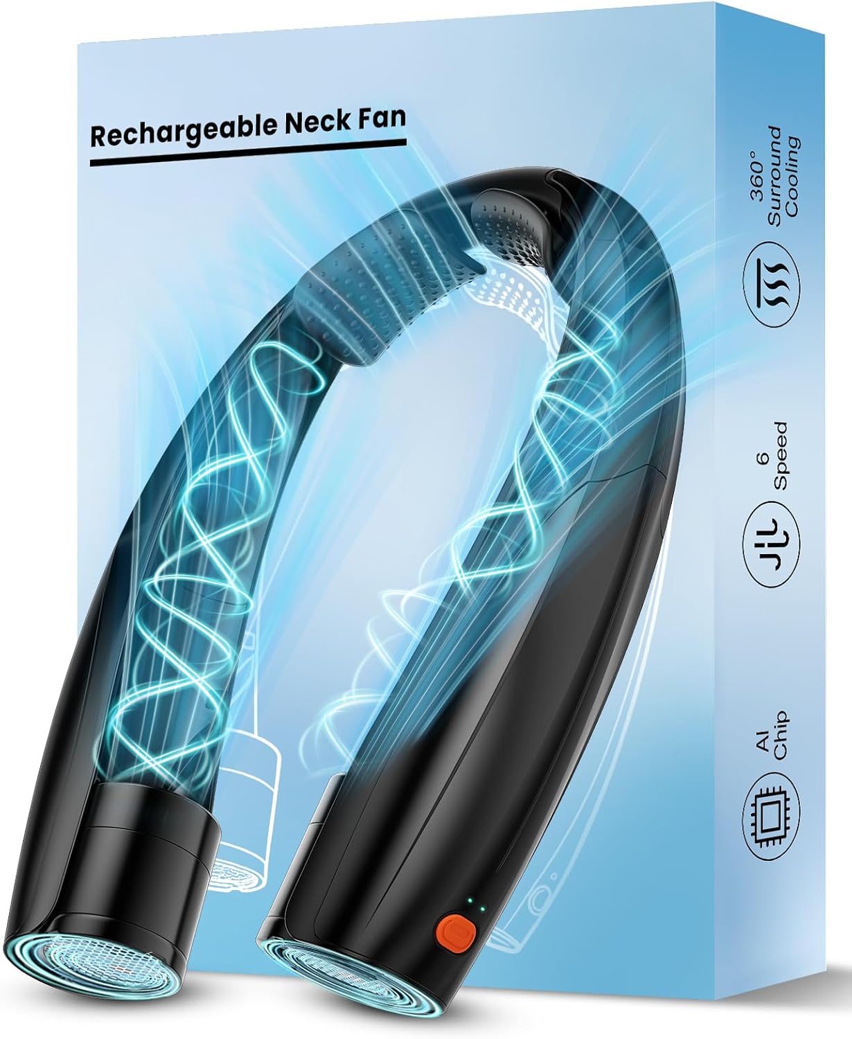 Imagen de Elrerue Portable Neck Fan with AI 360° Airflow – Hands-Free Cooling en OfertitasTOP