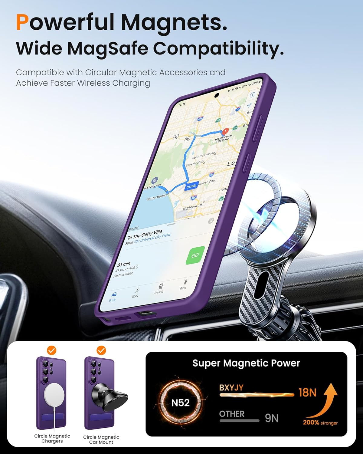 Thumbnail 3 de BXYJY Samsung Galaxy S26 Ultra Case with MagSafe, Built-in Kickstand, and Dual Privacy Screen Protectors (Dark Purple)