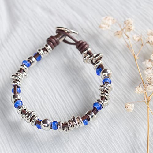 Thumbnail 4 de NILUXE DESIGN pulsera de cuero y zamak bañada en plata con cristales checos (estilo boho)