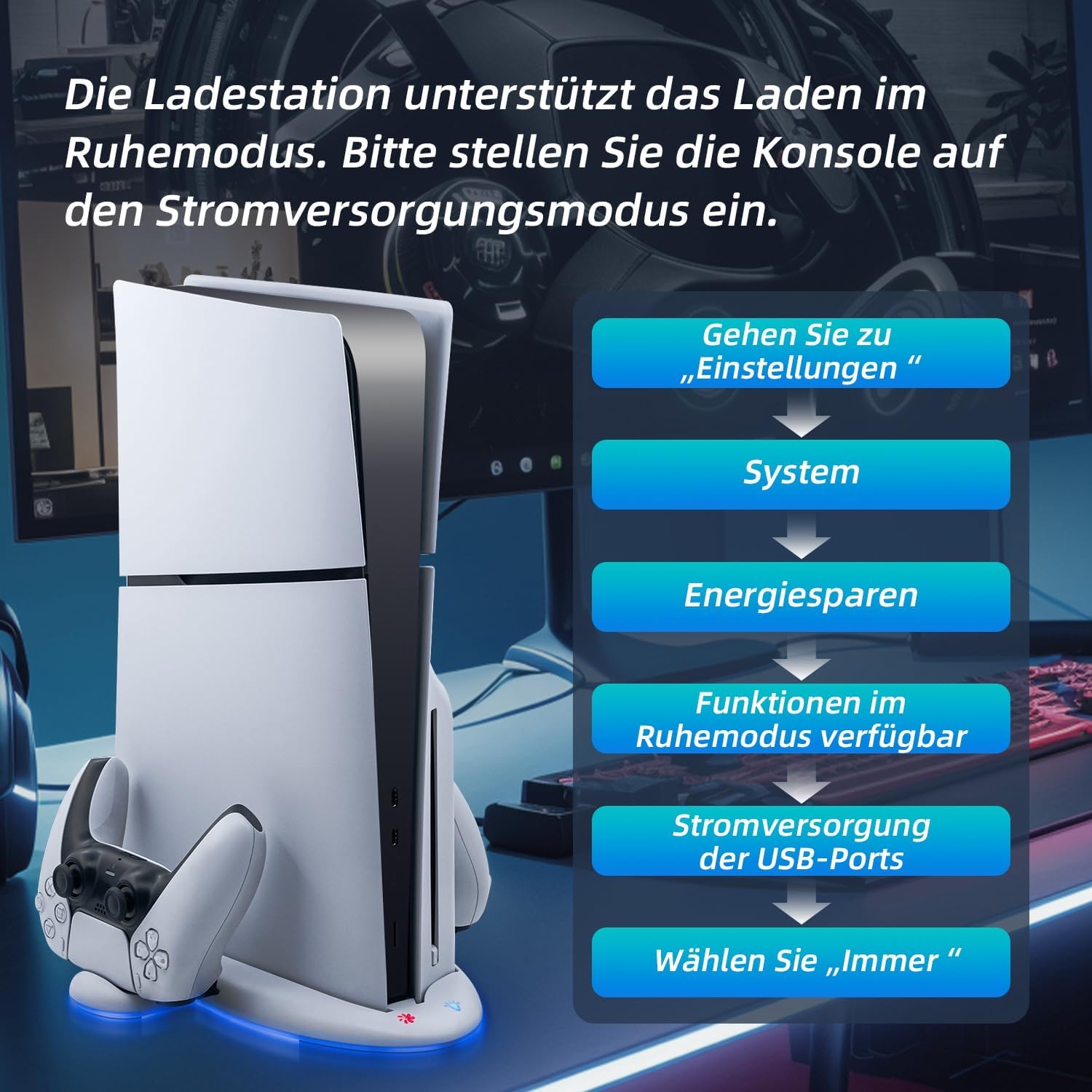 Thumbnail 5 de Wigearss PS5 Slim Kühler Standfuß mit Laden