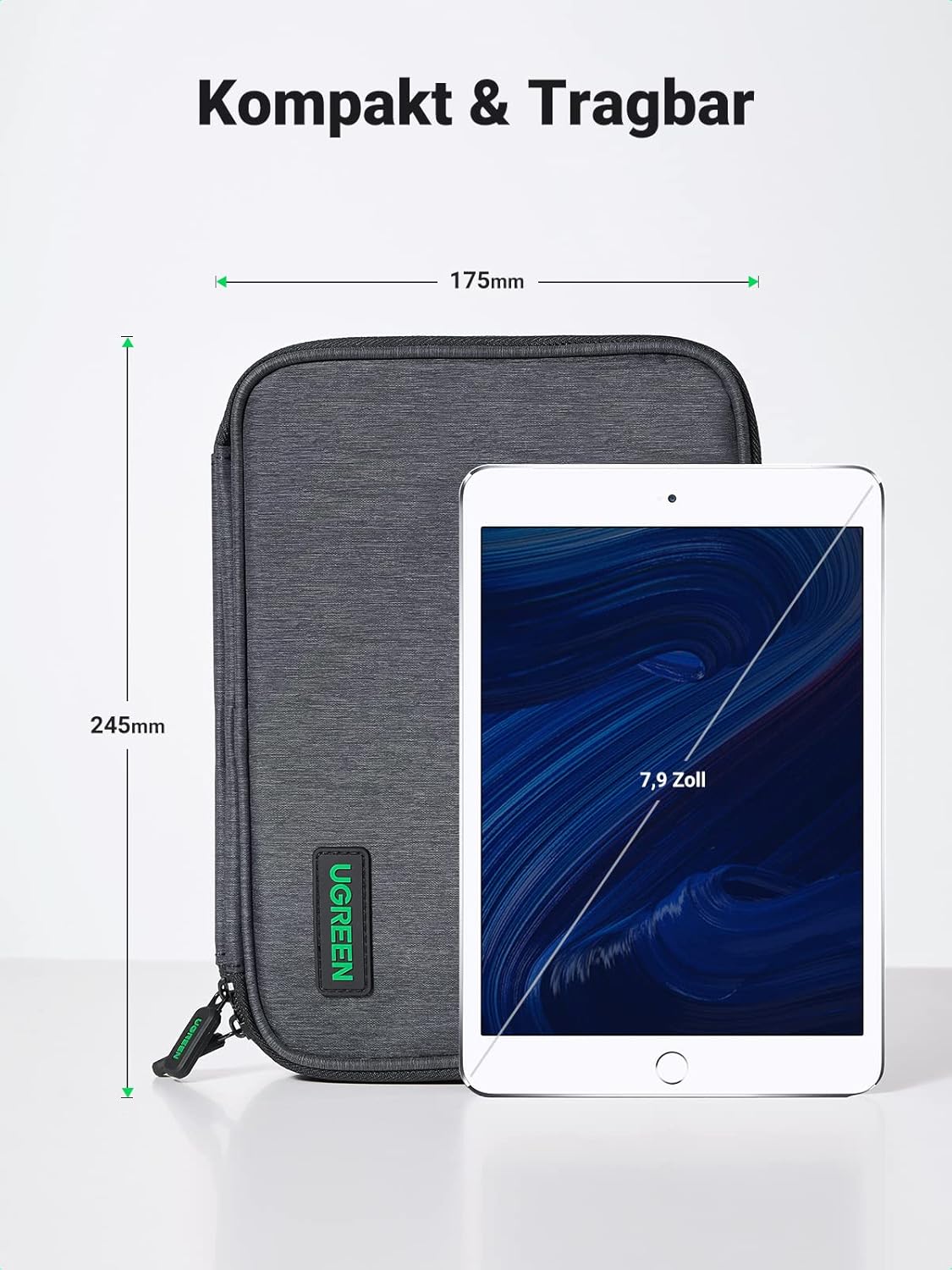 Detalle de UGREEN Reise-Organizer Tasche für Kabel, Powerbank & Zubehör (Elektronik Case, Nylon/EVA)