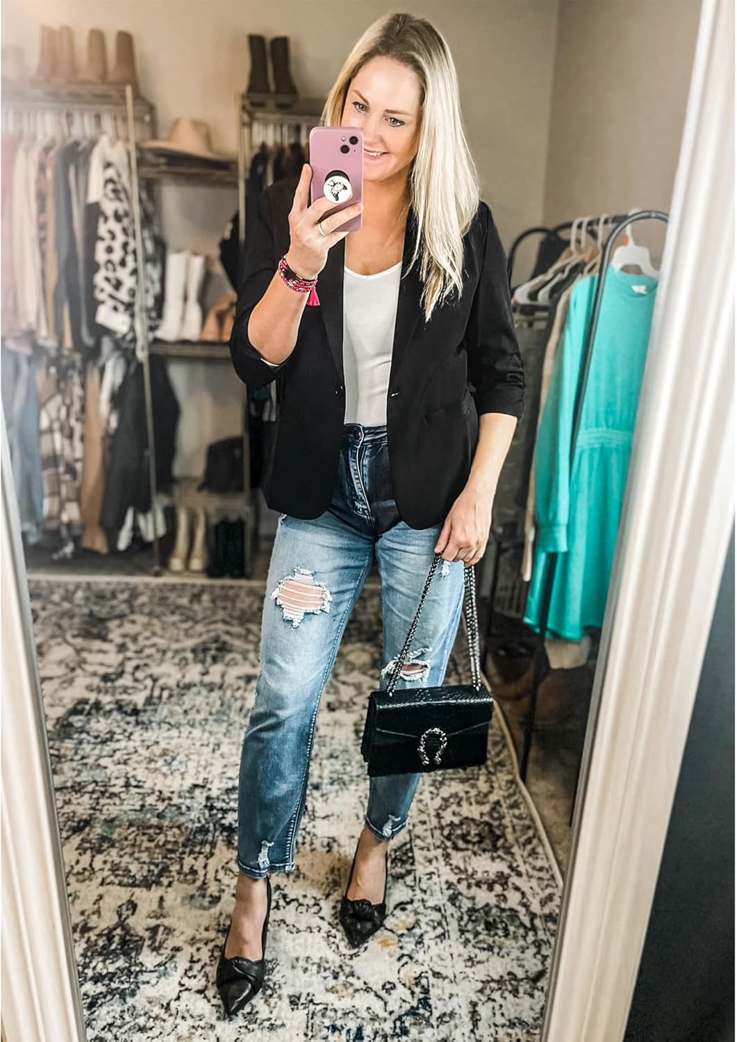Thumbnail 5 de LookbookStore Women's 3/4 Sleeve Blazer: Soft, Lightweight Office-Ready Jacket