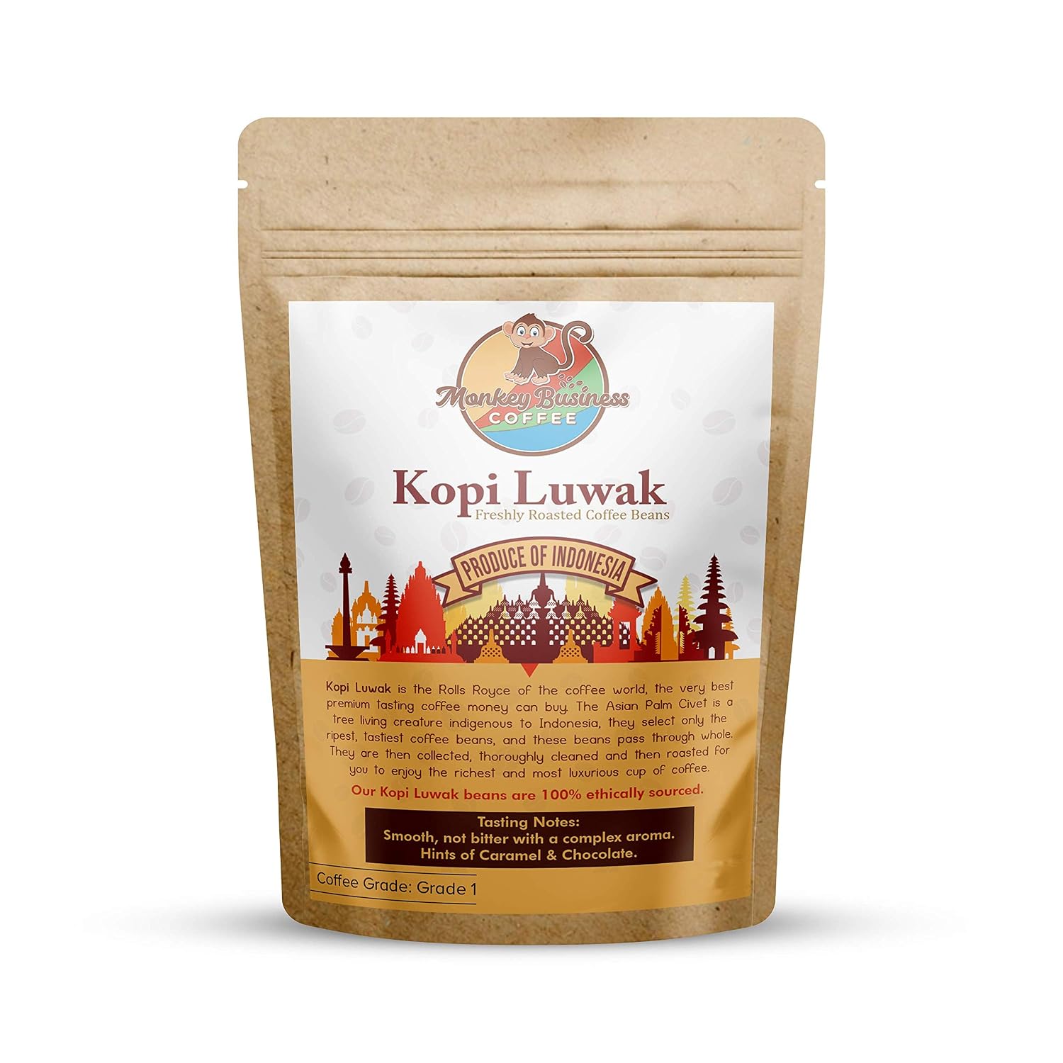 Detalle de Monkey Business Coffee – Wilde Kopi Luwuk Kopi Luwak Kaffeebohnen, 250 g, ethisch bezogen