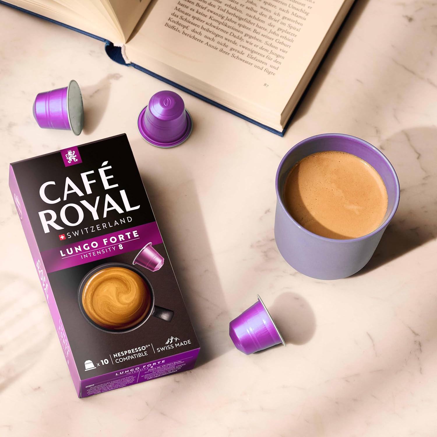Thumbnail 3 de Café Royal Lungo Forte – Nespresso-kompatible Kaffeekapseln, 100 Kapseln, 100% Arabica, dunkle Röstung, Intensität 8/12