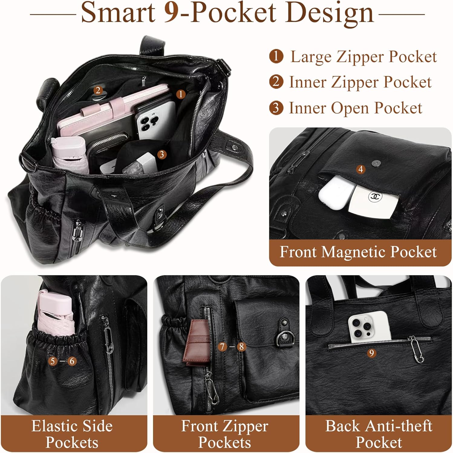 Detalle 2 de Gluckstar sac cabas grande capacité 38×13×29