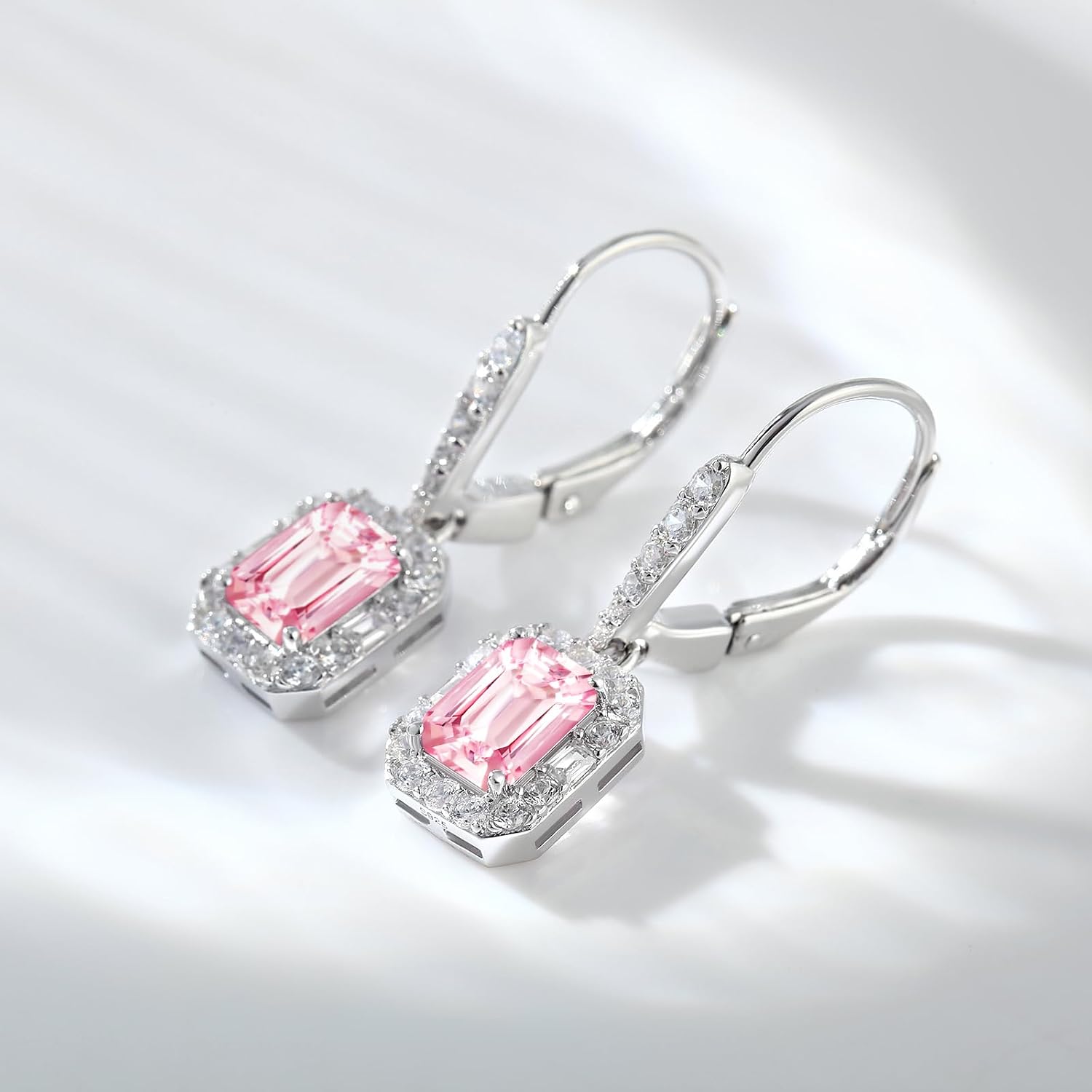 Detalle de jiamiaoi 18 Karat Weißgold plattiert Ohrringe (Sterling Silber 925) mit Zirkonia, 25 mm lang