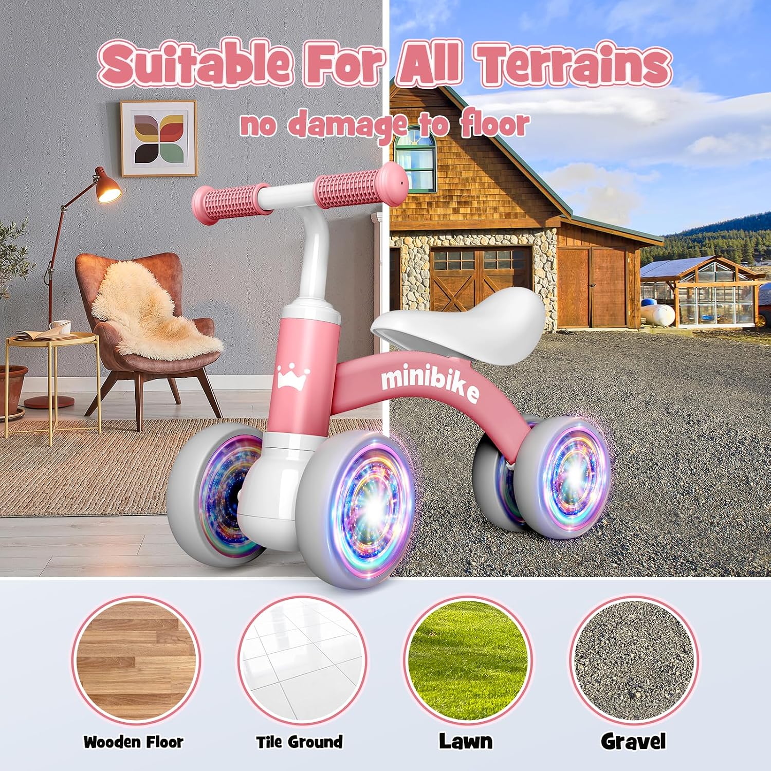 Thumbnail 4 de HappyGoLucky Balance Bike 1-2 Years 4 Wheels