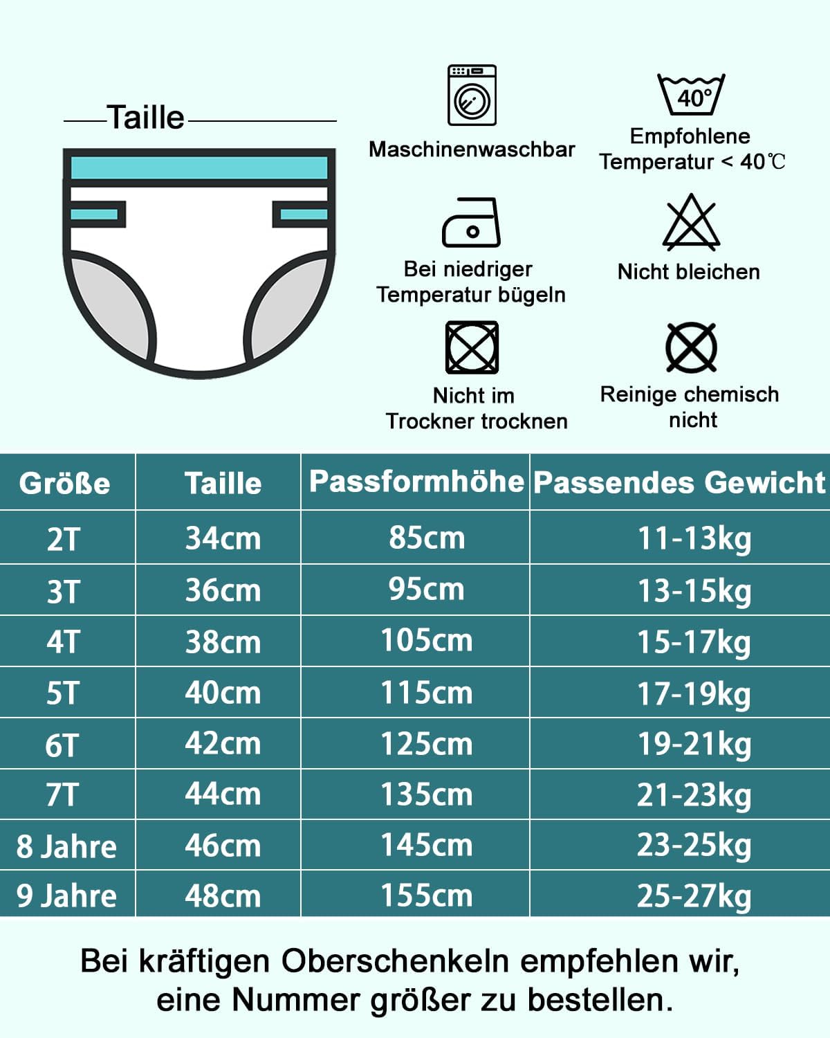 Detalle 2 de Flyish Direct Baby Trainerhosen Töpfchentraining – 8er Pack, 2T–7T, waschbar und wiederverwendbar