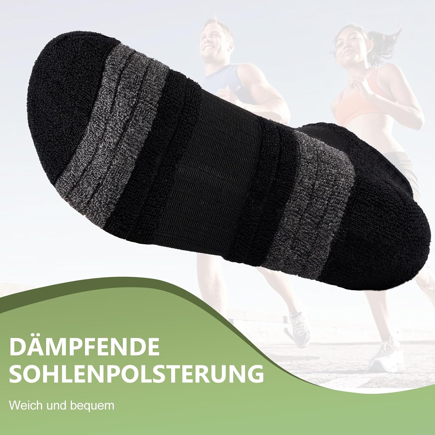 Detalle 2 de SockWaddles Sneaker Socken aus Bambus-Baumwolle – 6 Paar, Kurz gepolstert, atmungsaktiv für Running und Alltag