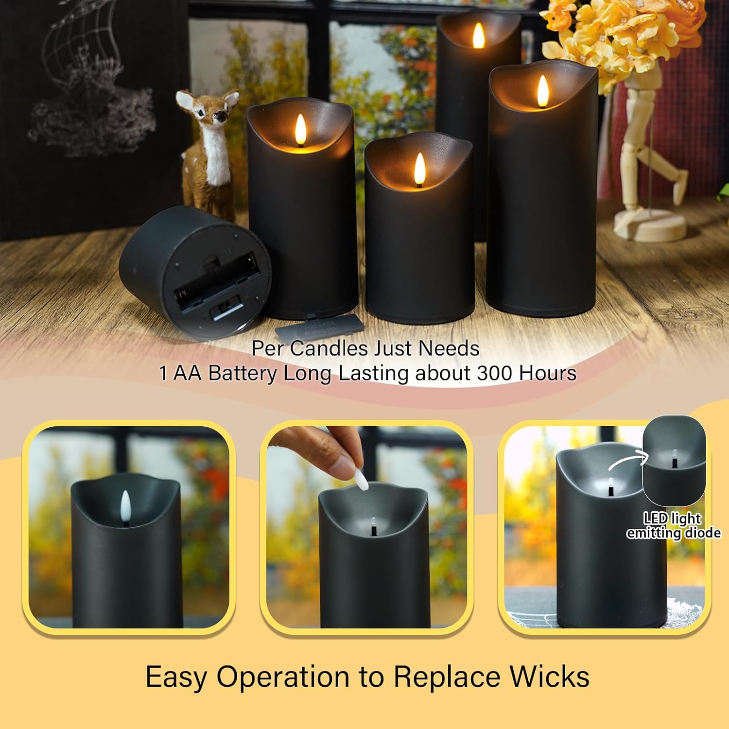 Detalle 2 de Nimiko Flameless Candles, 9-Piece Set